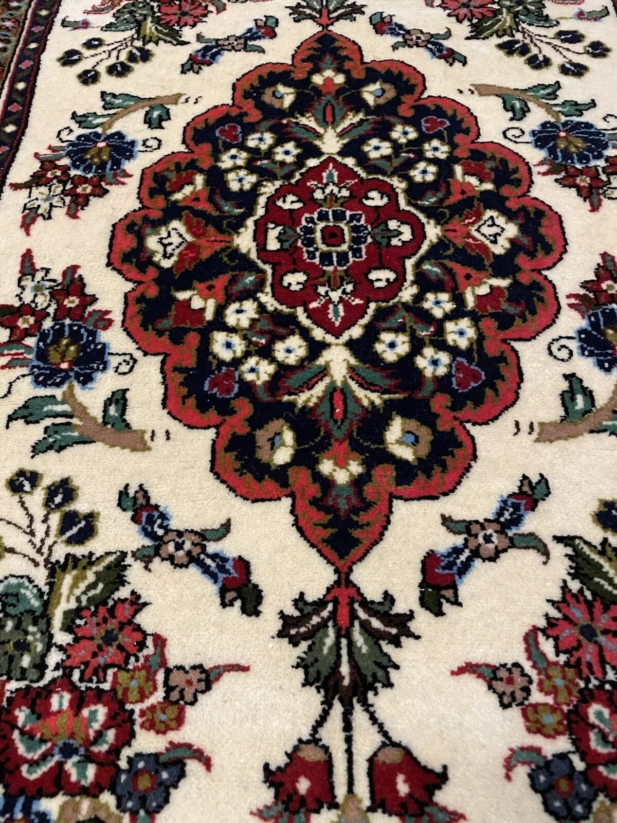 Persian Qum Rug β Red & Black Handwoven Vintage Carpet