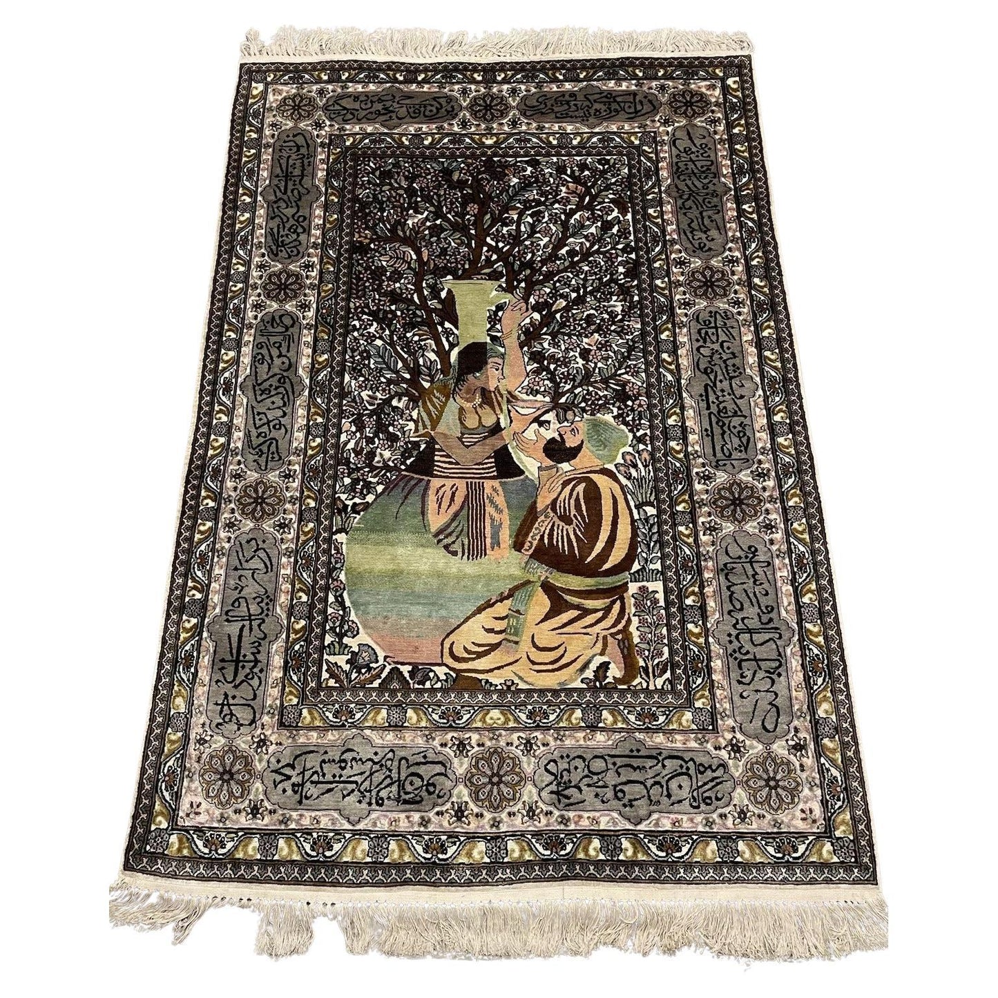 Handmade Vintage Persian Isfahan Silk Rug β 4.1' x 6.1'