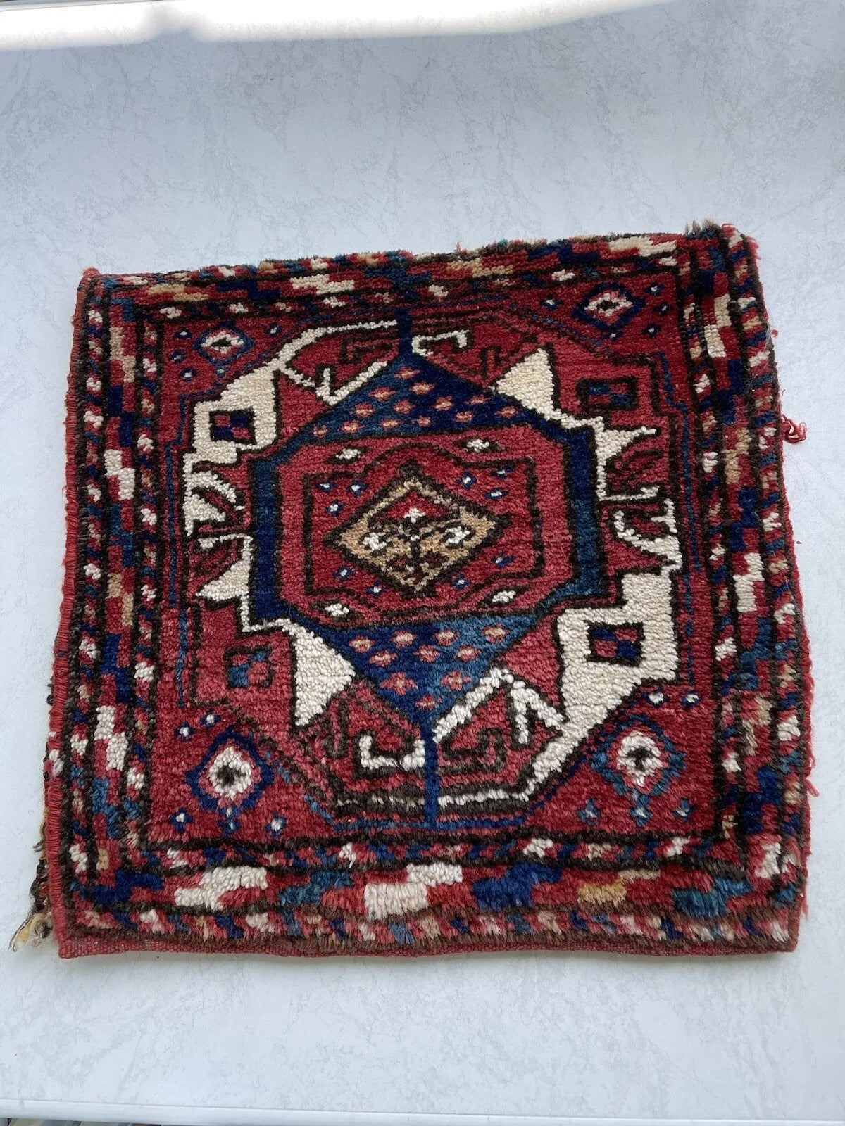 Vintage Persian Kurdish Bag with Striped and Geometric Patterns