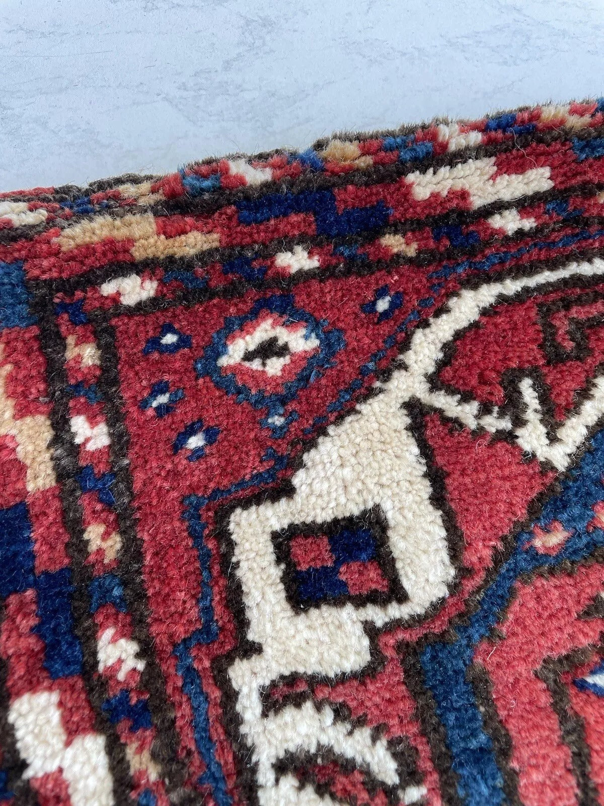 Persian Wool Bag with Medallion Motif and Striped Design