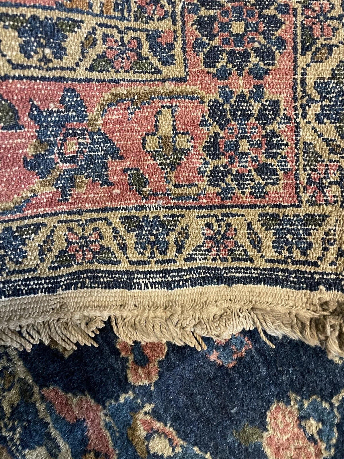 Persian Lilihan Floral Rug in Red, Pink, and Beige