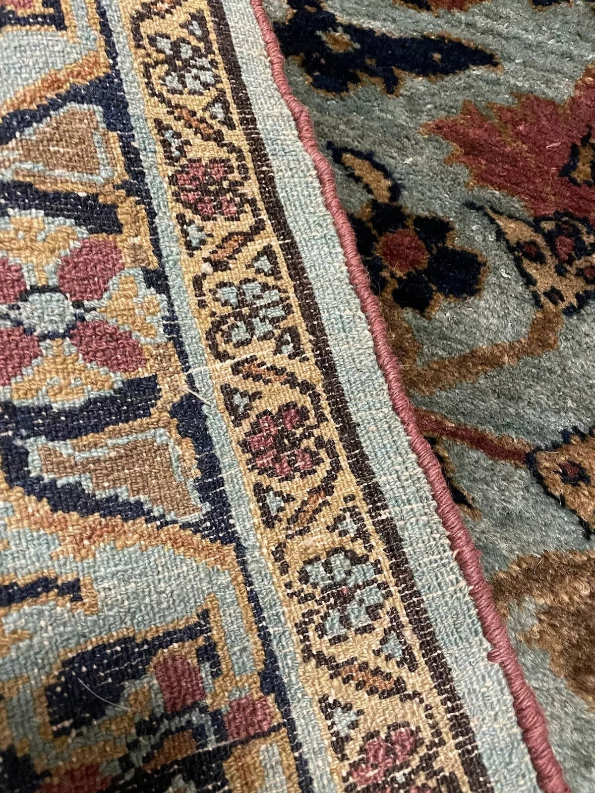 Vintage Persian Lilihan Carpet with Blue, Red, and Beige Tones