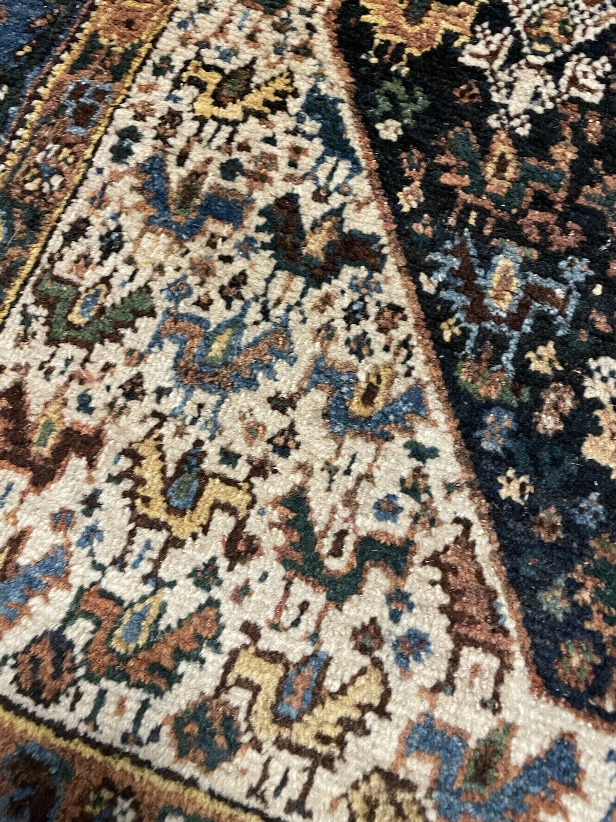 Authentic early 20th-century wool rug with unique patterns