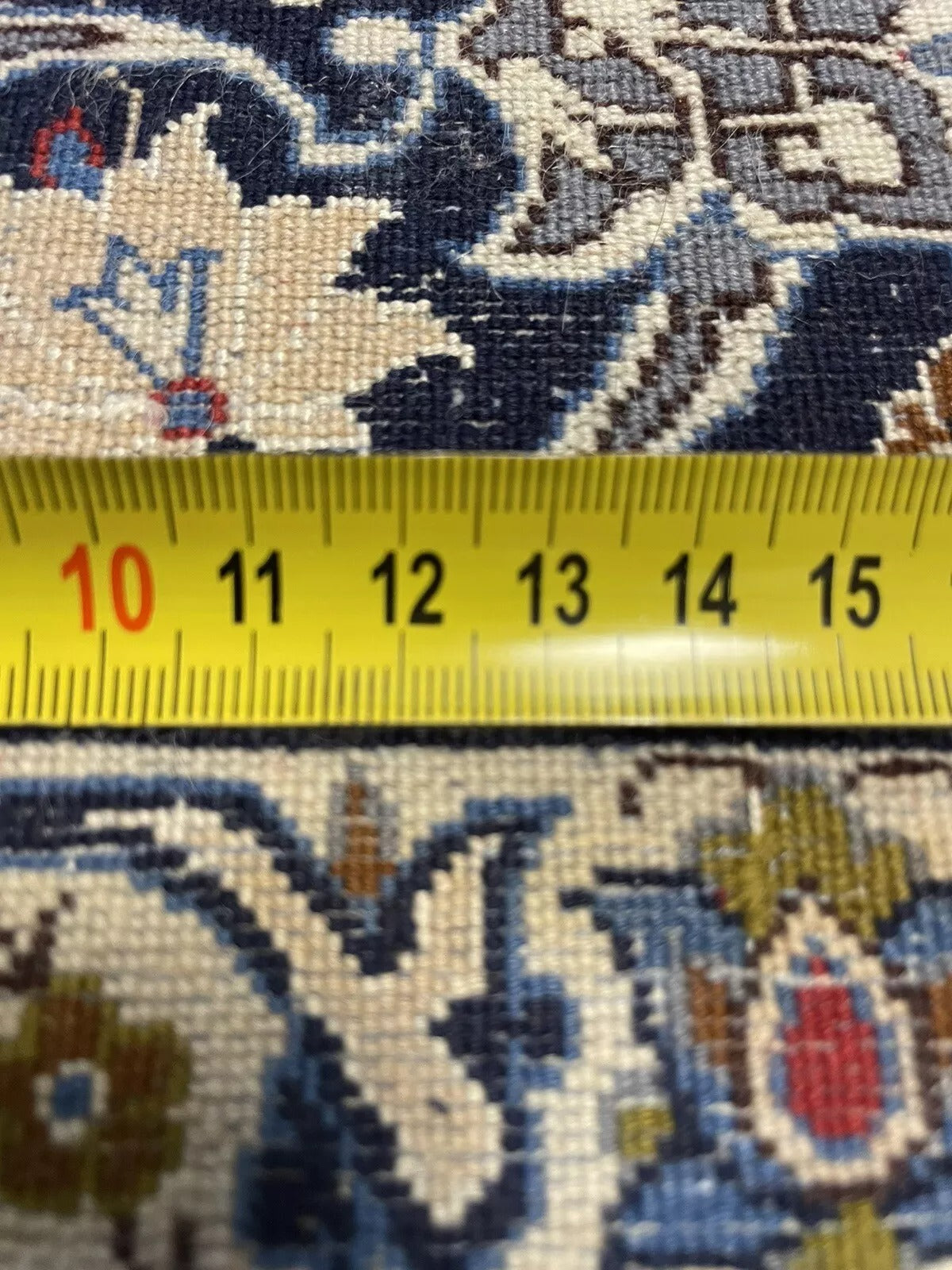 Authentic Persian Isfahan wool and silk rug in good vintage condition
