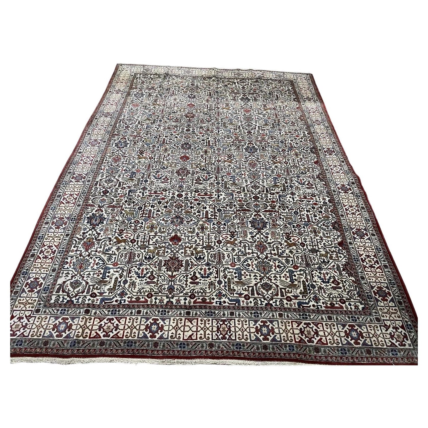 Handmade vintage Persian Qum rug from the 1960s