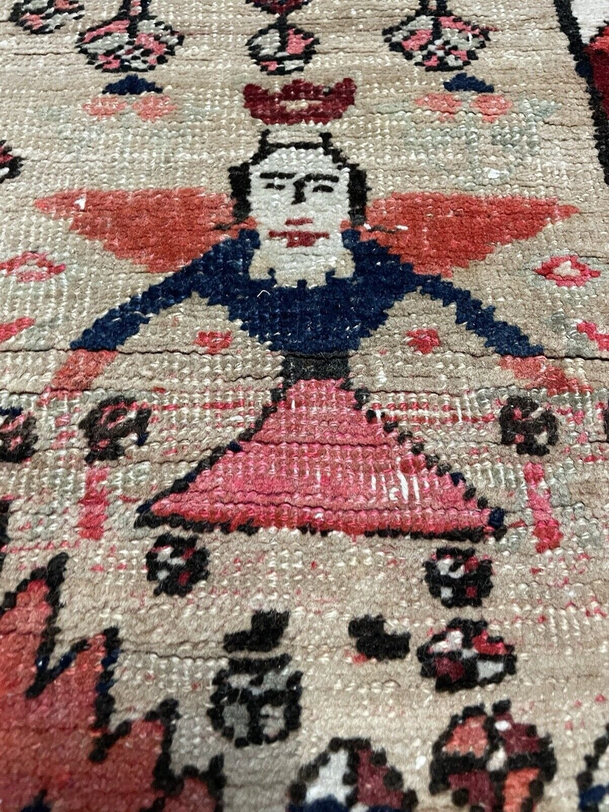 Artisan mat pattern of boteh rows on serene field