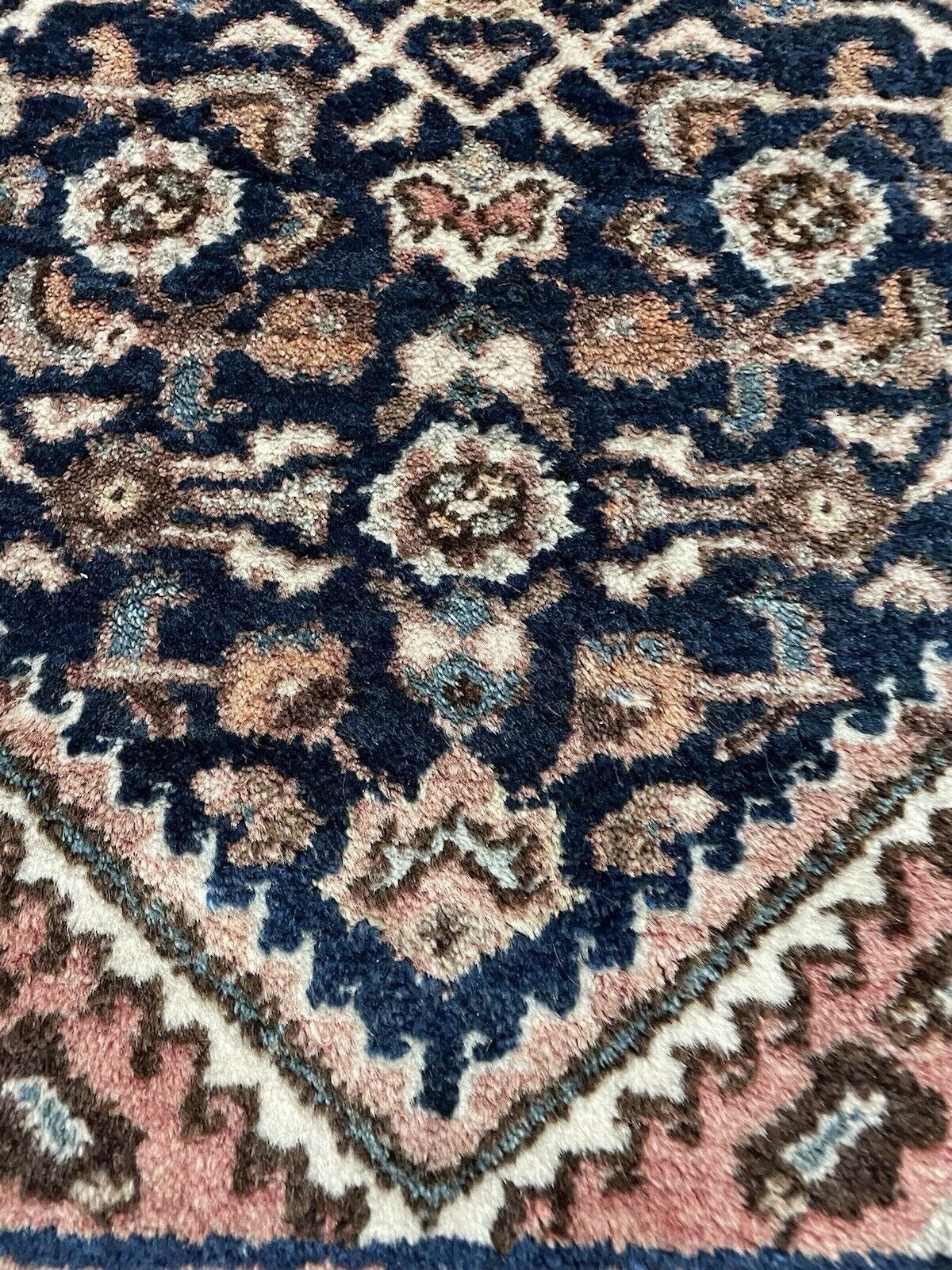 Edge and fringe detail of vintage runner carpet