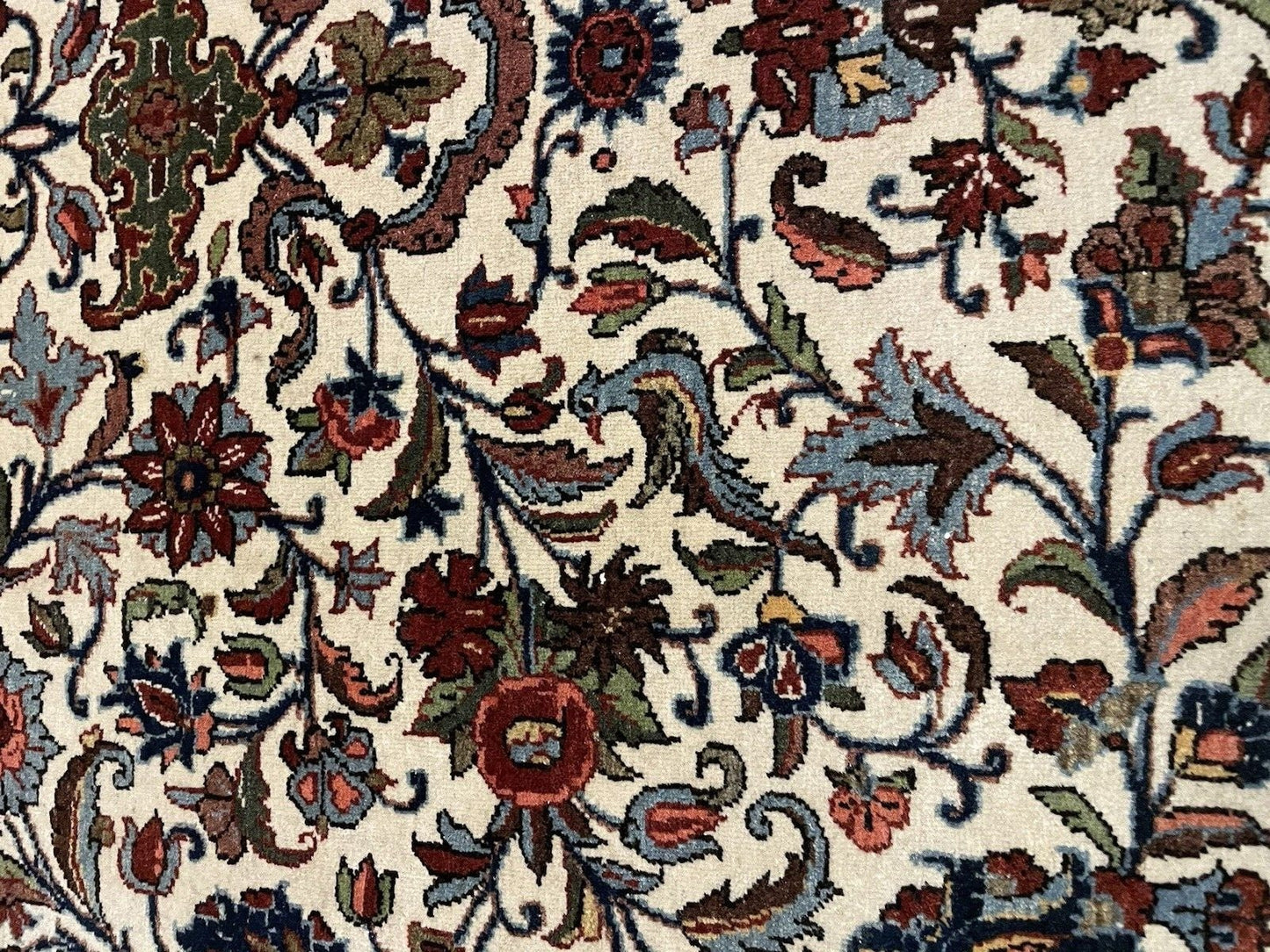 Deep blue field with stylized flowers