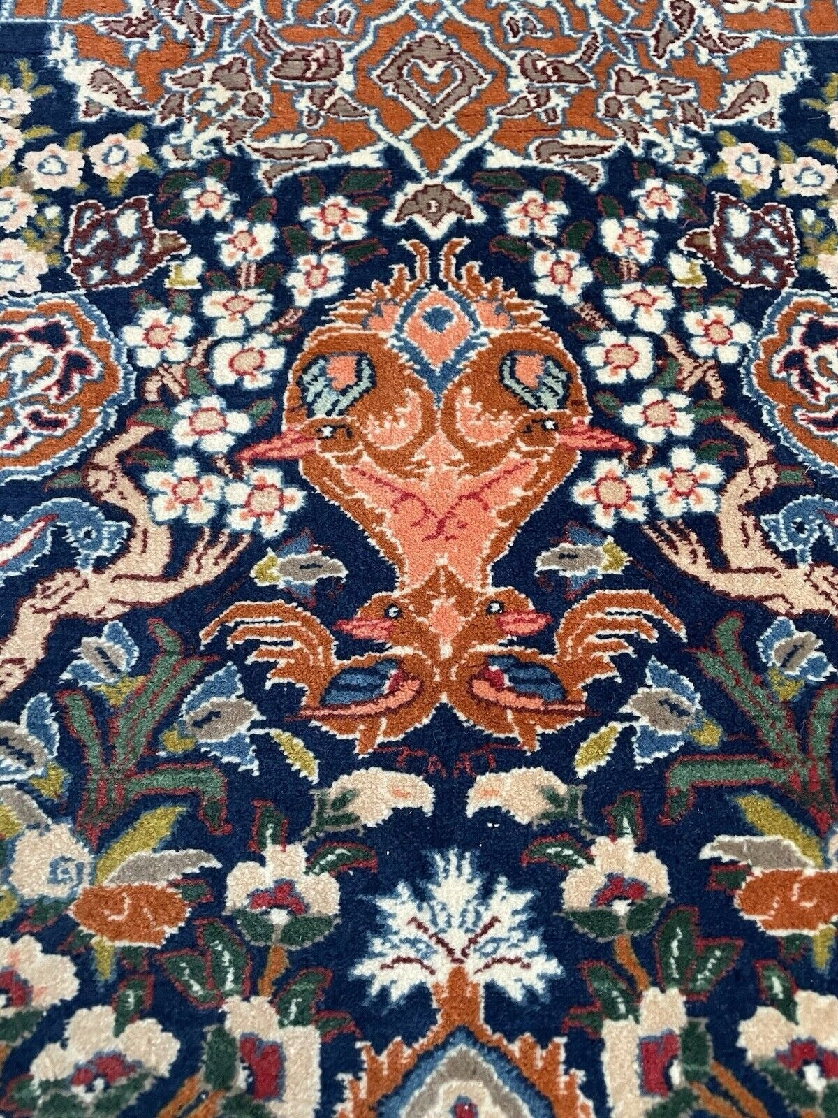 Vintage rug pile texture with soft wool and silk threads