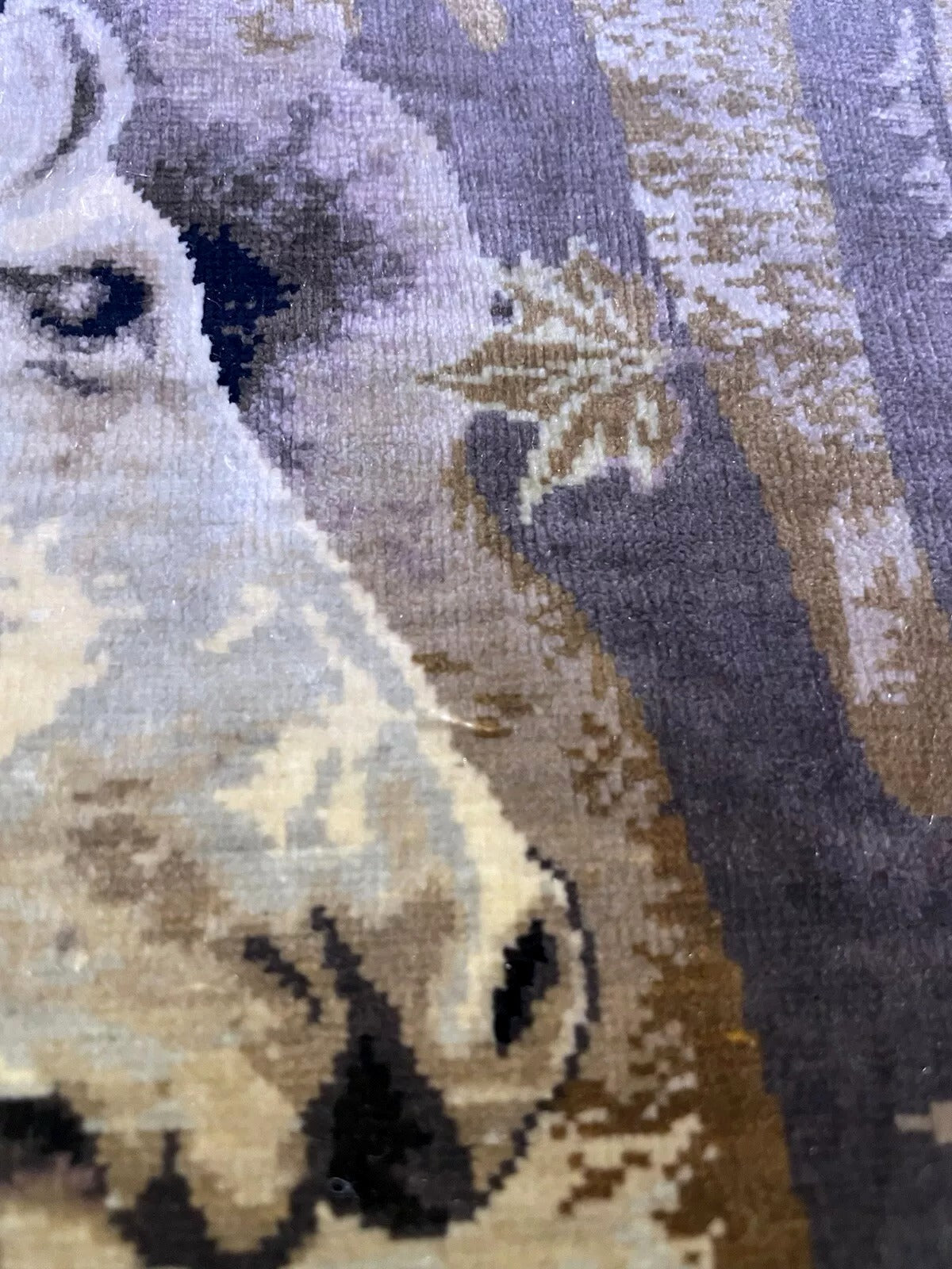 Silk fibers catching light in detailed border design