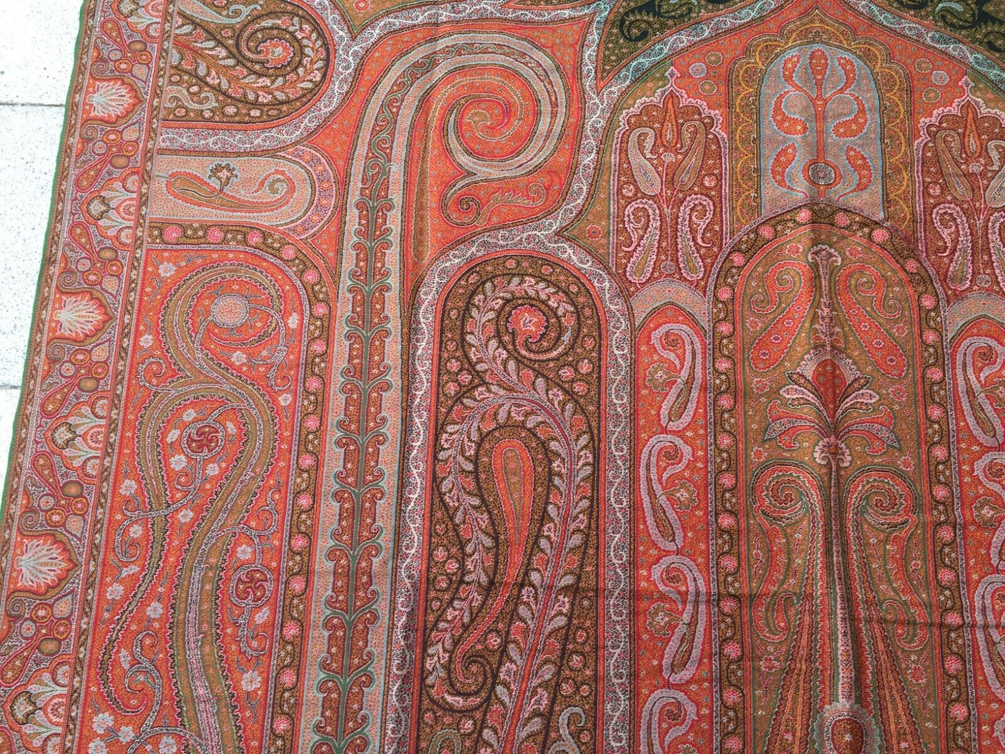 Side angle view of the shawl, highlighting its thickness and luxurious texture