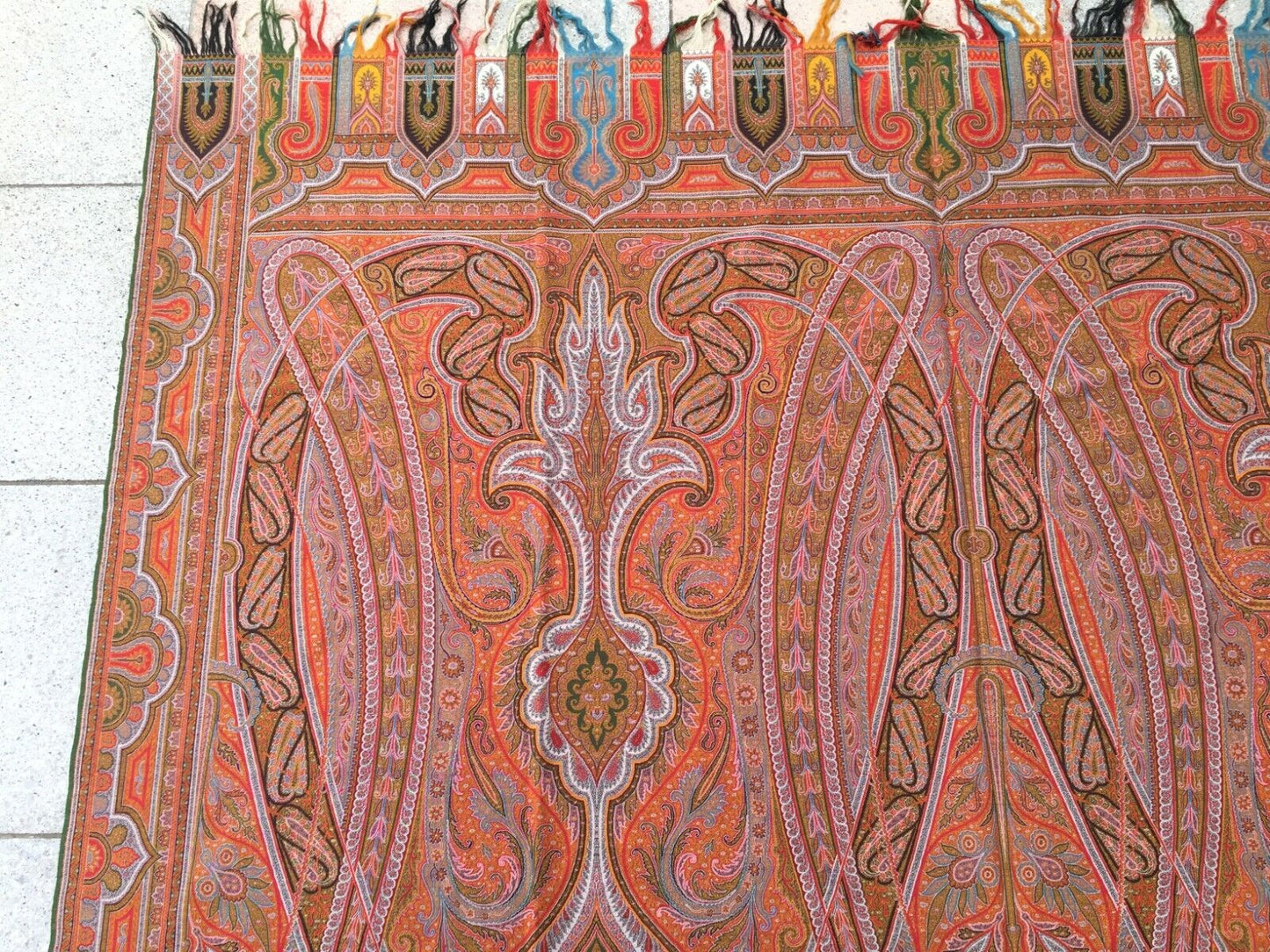 Close-up of the shawl's corner, showcasing the craftsmanship and attention to detail