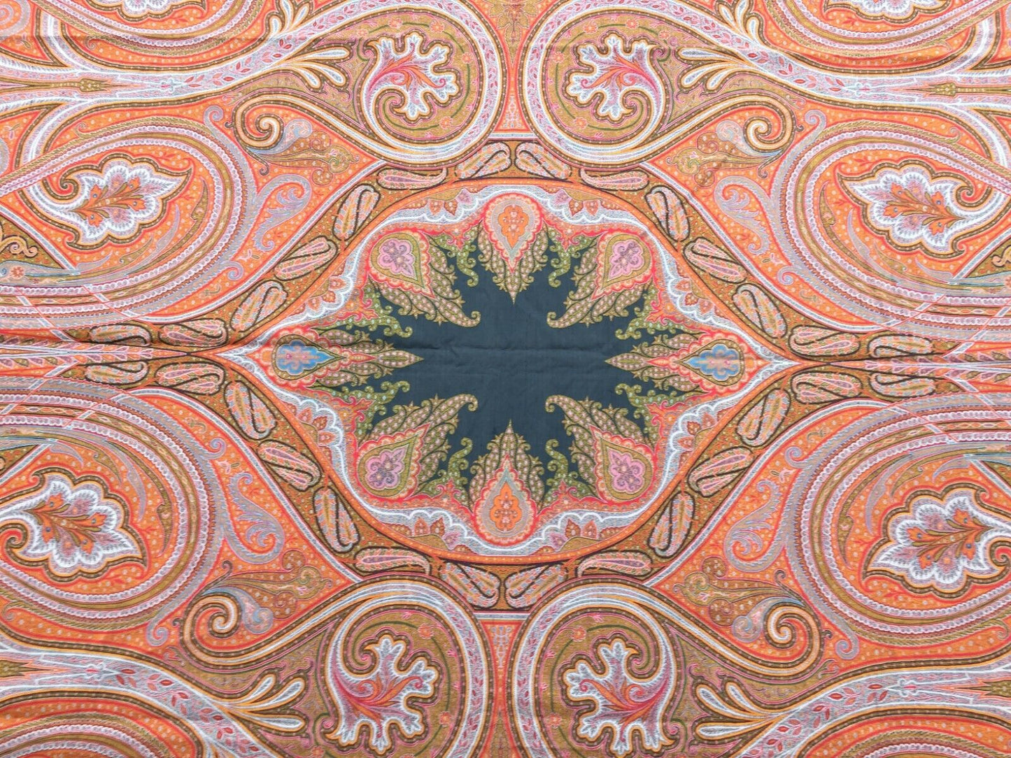 Detailed view of the Kashmir wool fibers, highlighting the shawl's luxury and softness