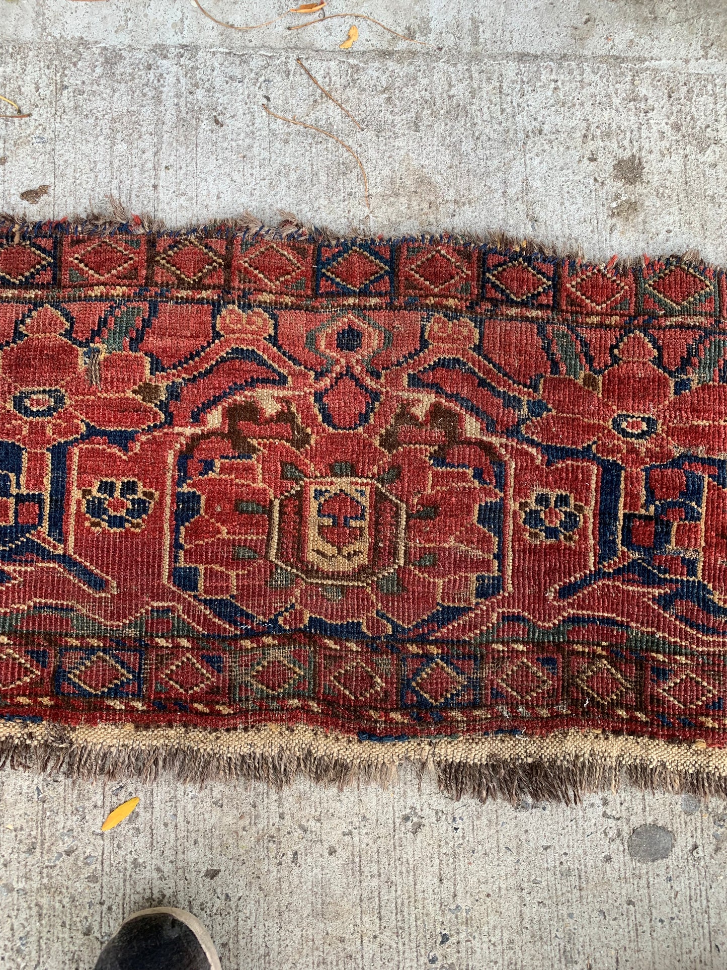 Afghan Ersari rug with vibrant red and navy tones.