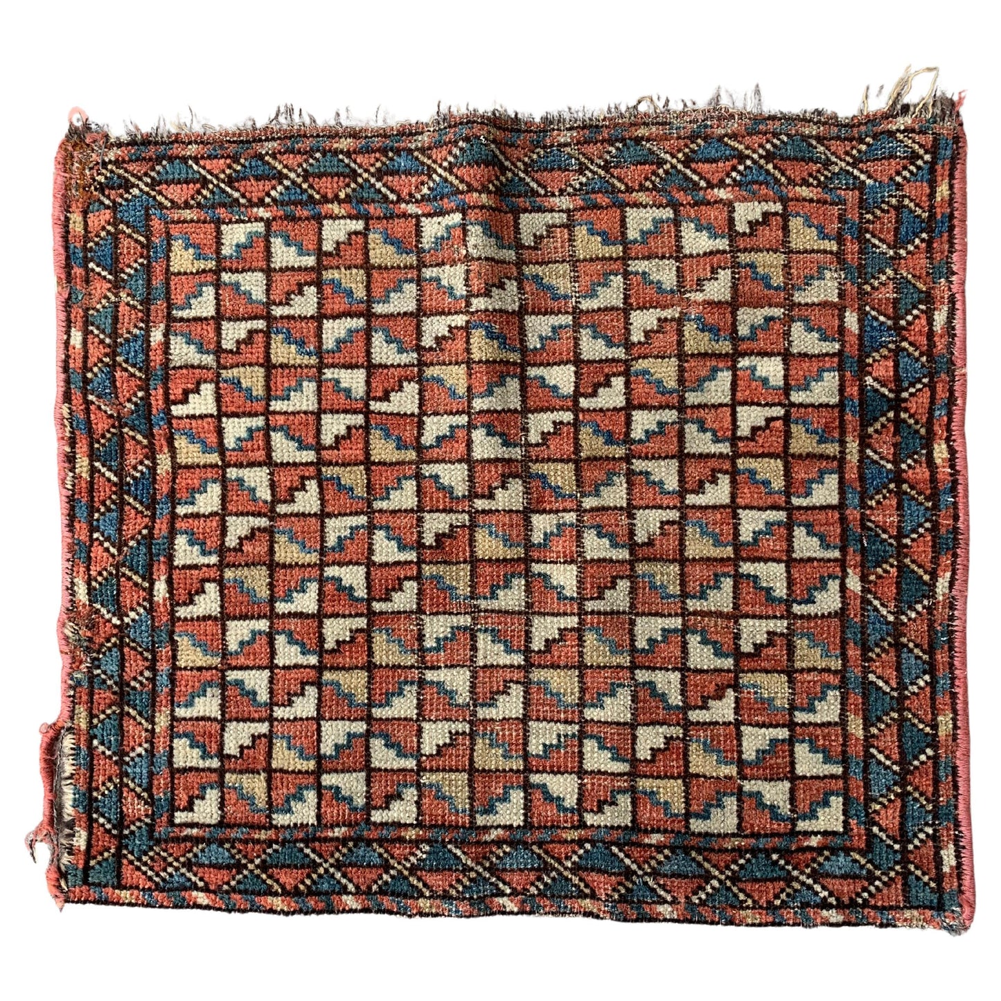 Handmade antique Bashir bagface rug from the 1870s.
