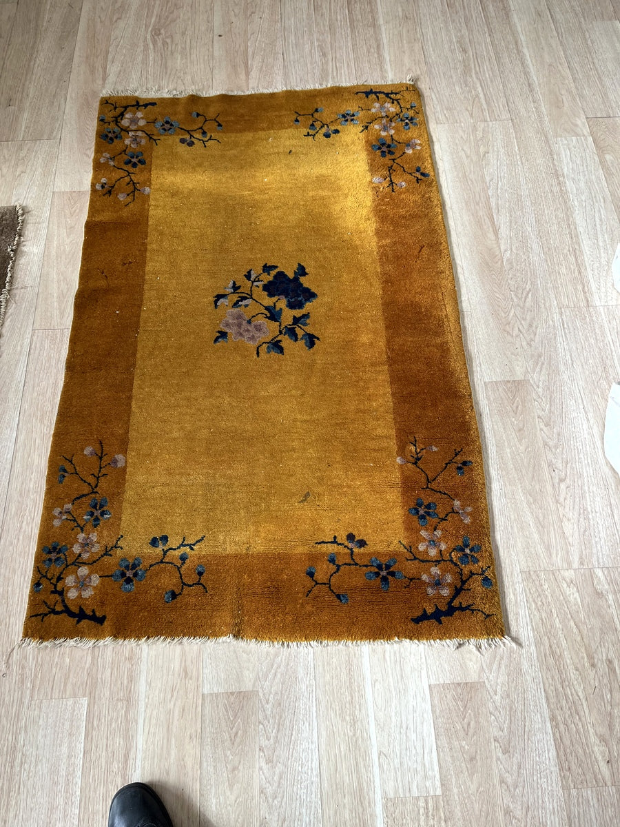 Soft wool texture with areas of low pile from natural aging