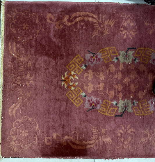 Vintage Art Deco Chinese rug with intricate wool patterns