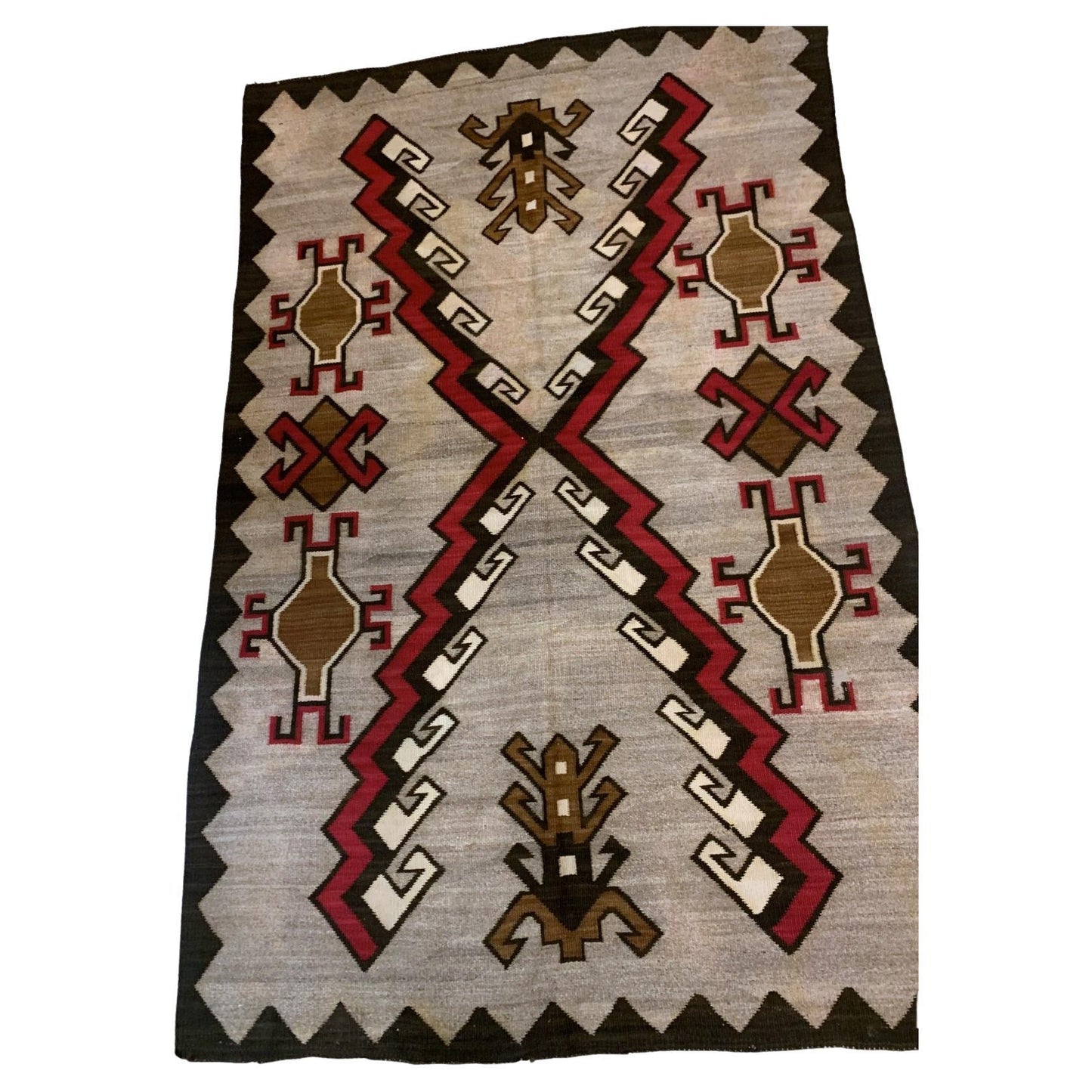 Handmade antique Navajo wool rug from the 1910s