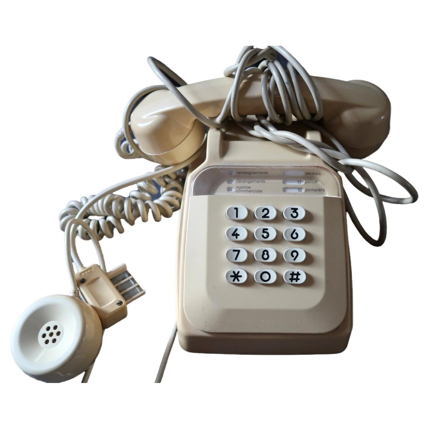 Vintage beige buttoned house phone from France