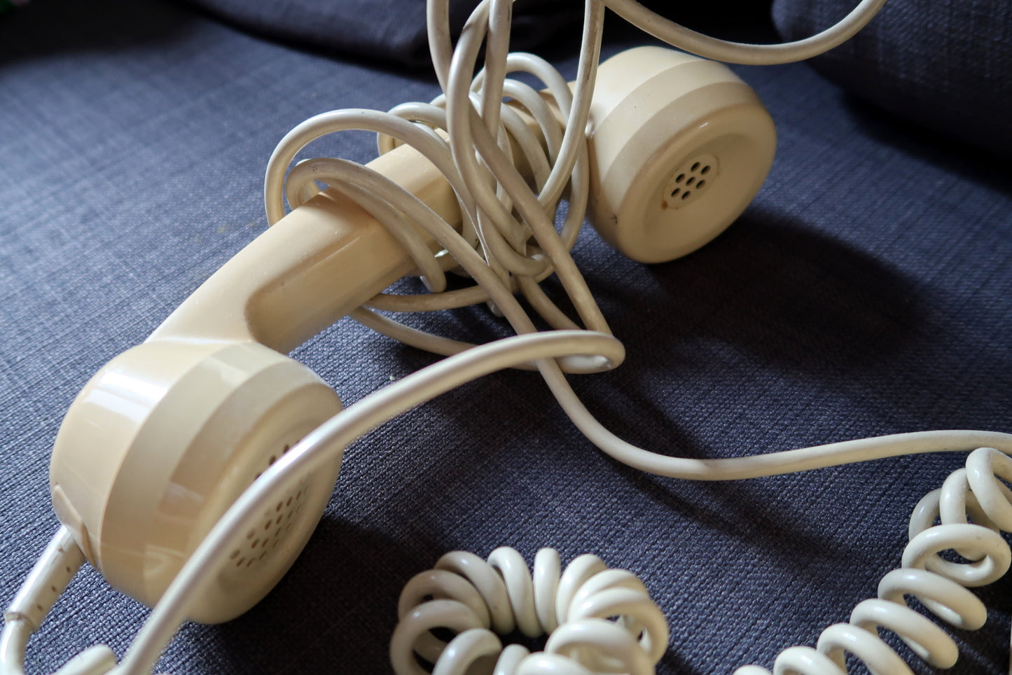 Classic French vintage phone in beige, functional and decorative