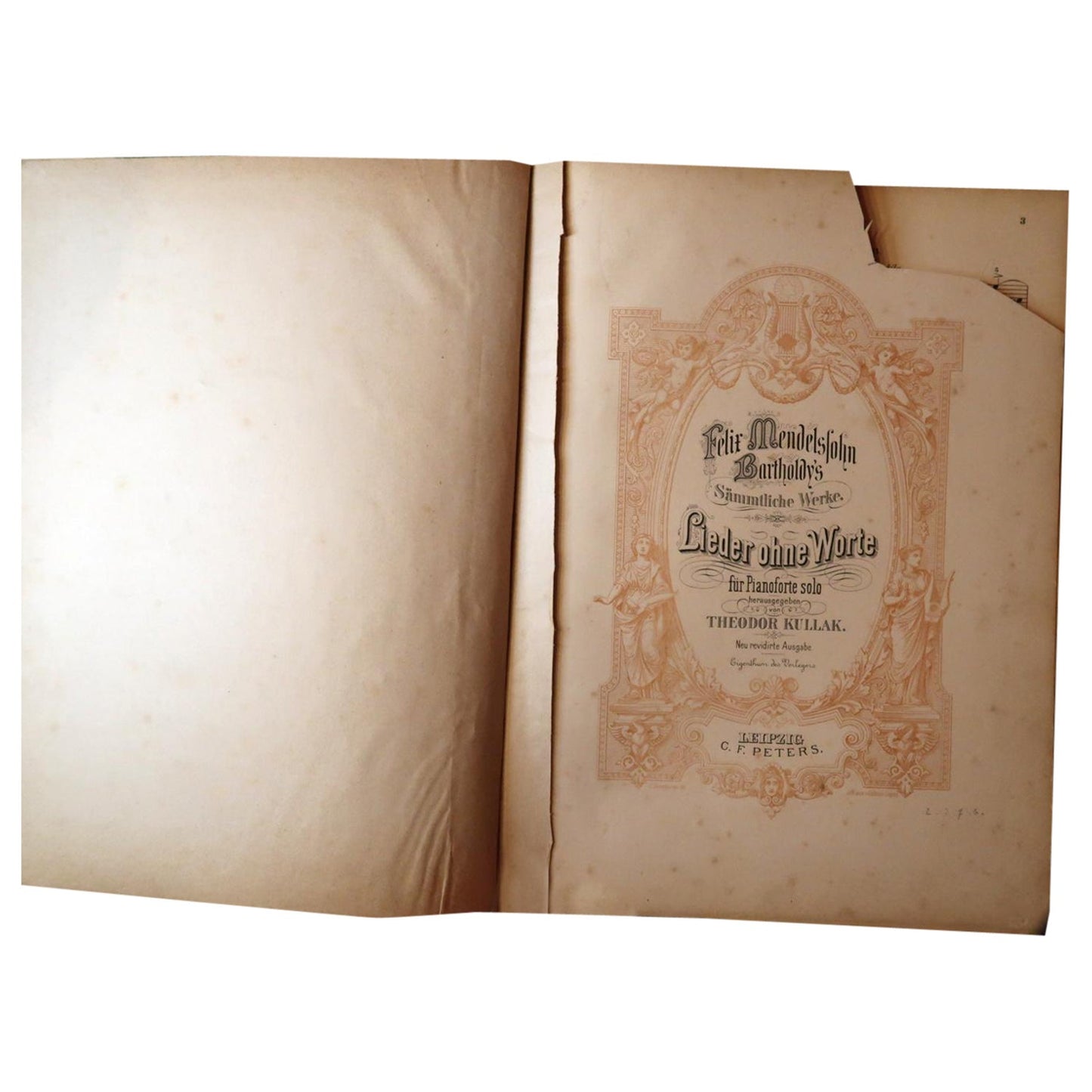 Antique German sheet music book by Mendelssohn Bartholdy