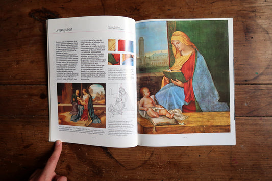 Illustrated French essay spread with columns of text and colour and monochrome images.