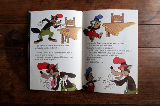 Disney Petit Loup et les trois vœux book cover view, colorful 1980 edition