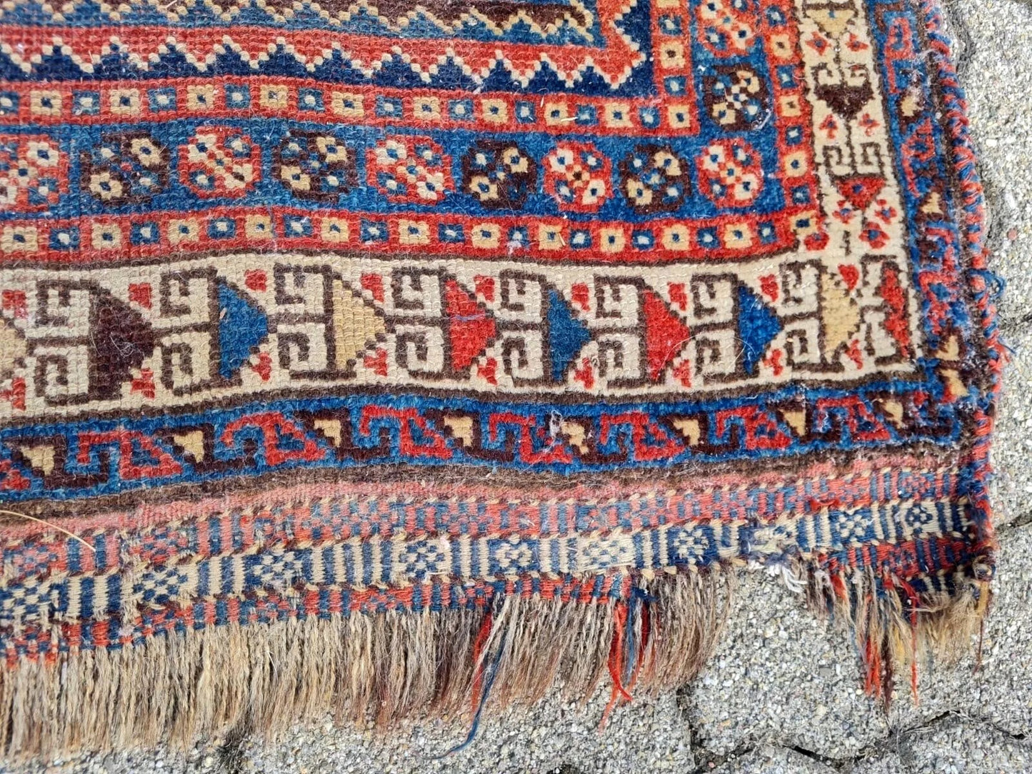 Persian Qashqai rug wool fibers close-up