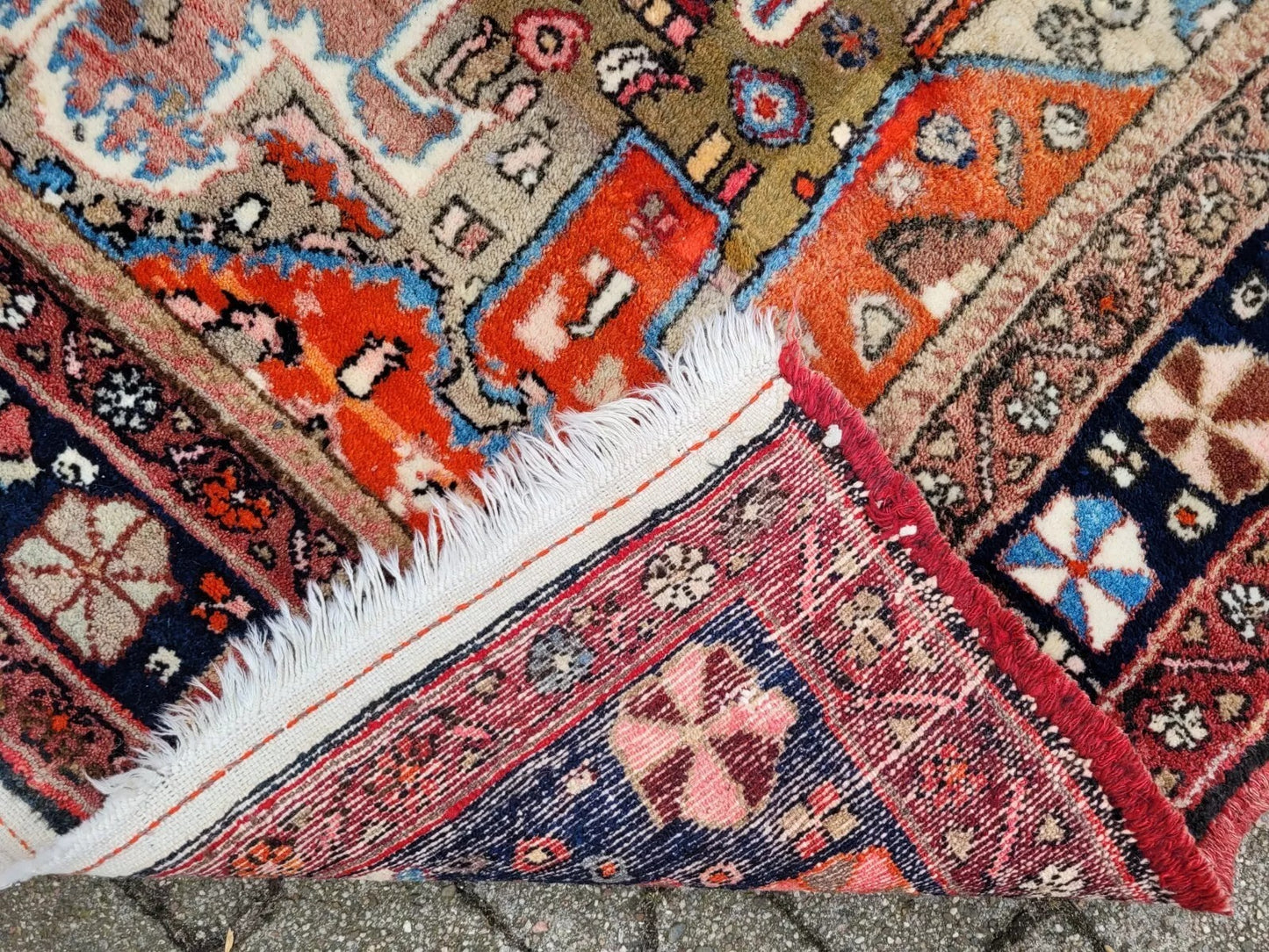Hand-knotted wool surface with tribal pattern