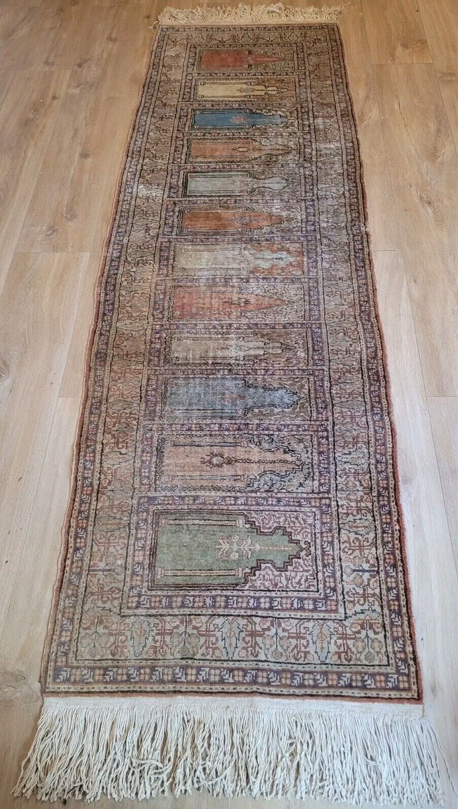 Light terracotta and ivory Turkish runner rug
