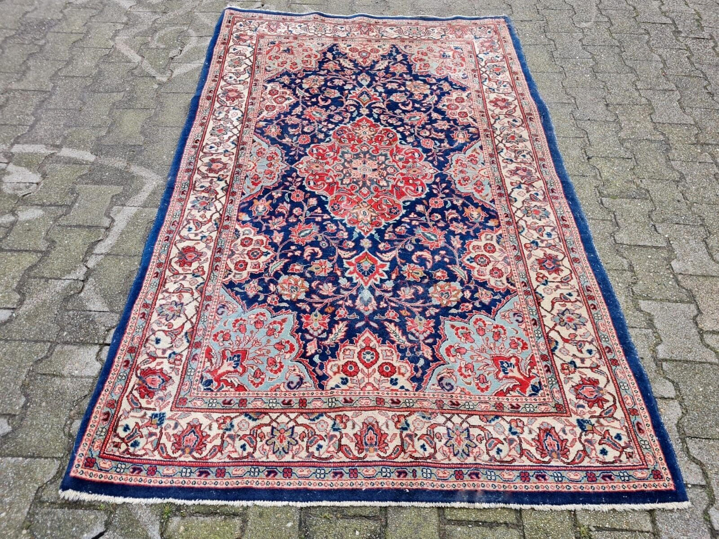 High-knot density Persian rug texture close-up