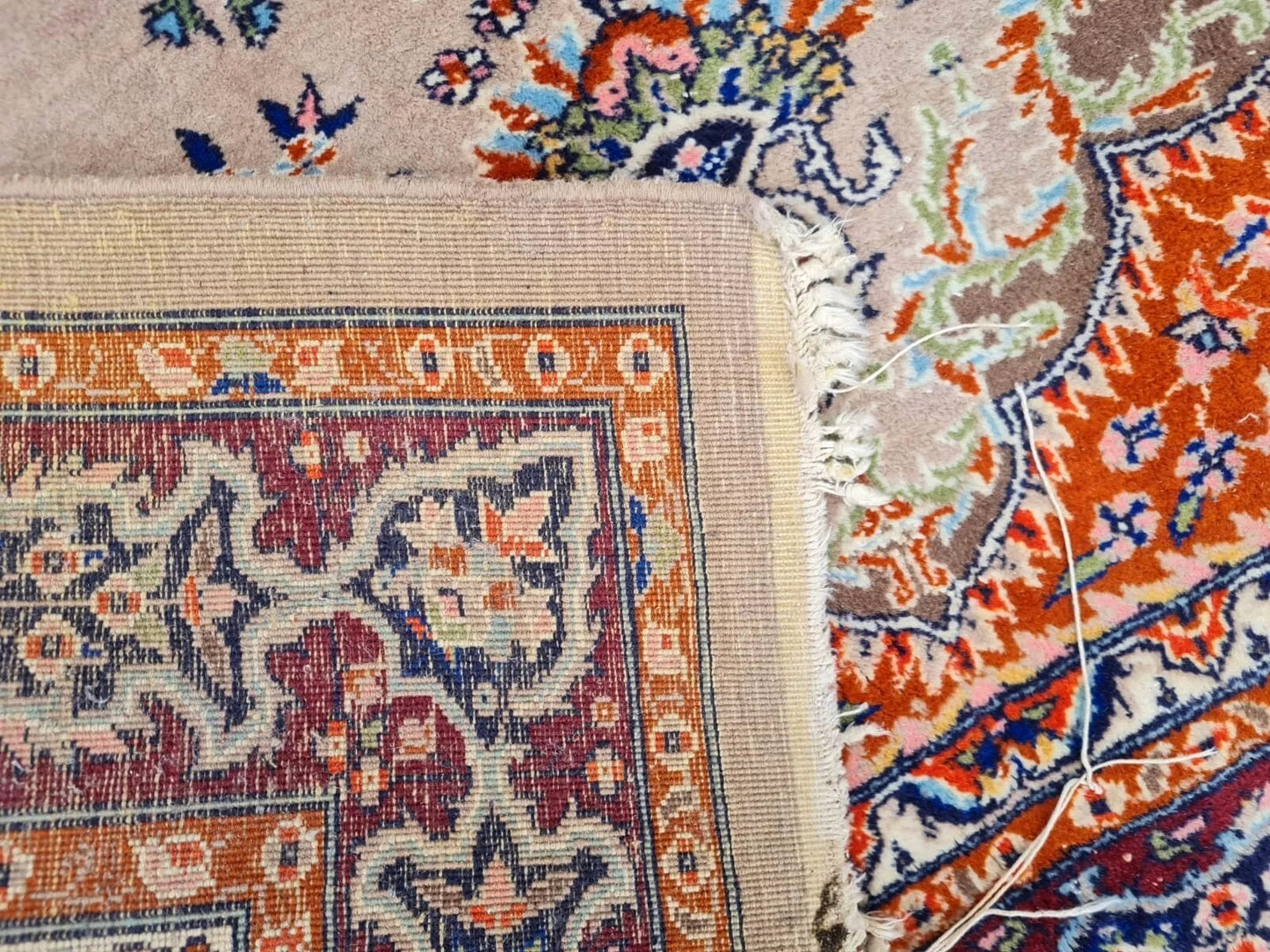 1960s hand-knotted wool rug from Lahore, Pakistan