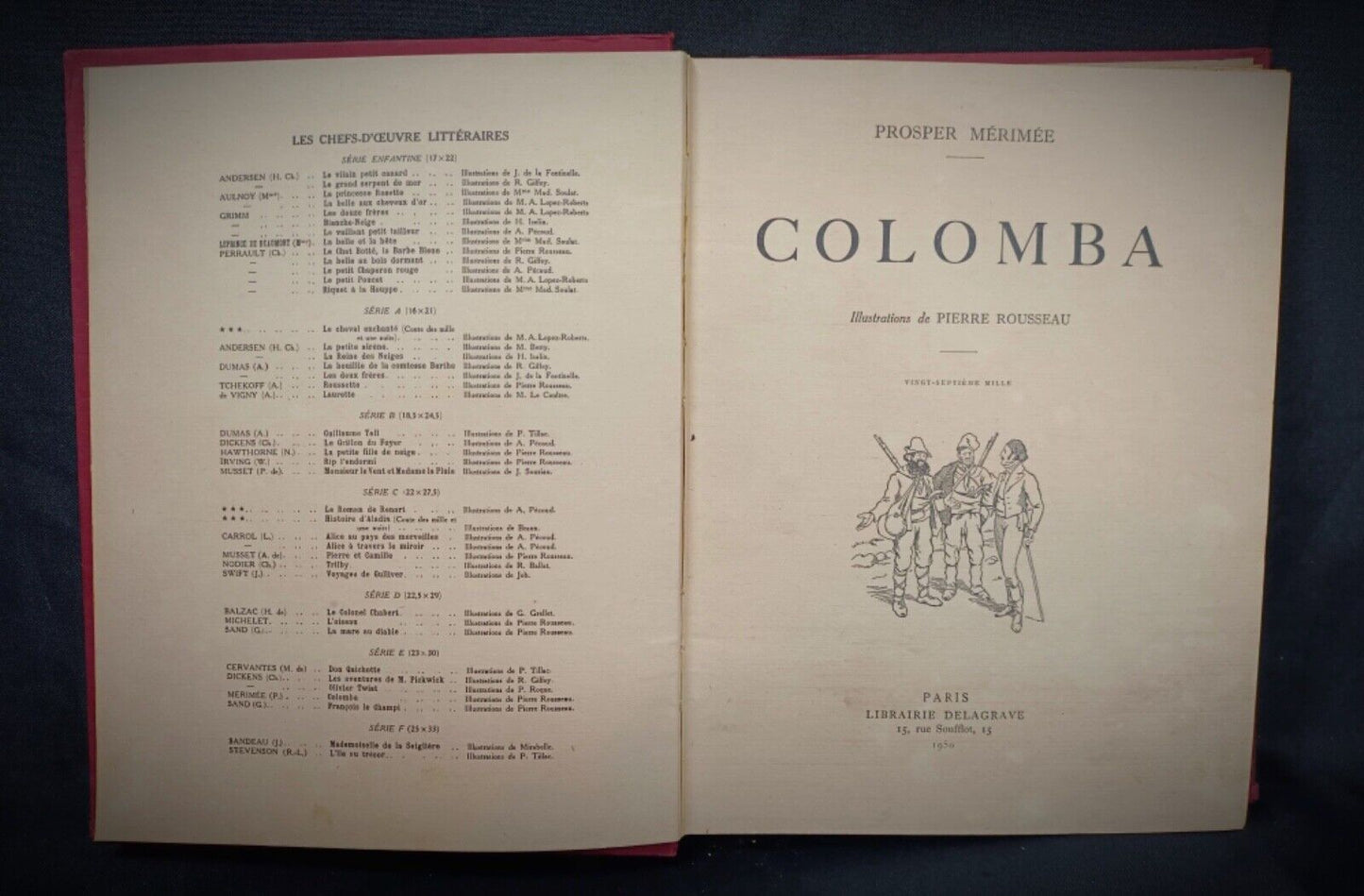 1950 Colomba book by Prosper Mérimée — Librairie Delagrave edition
