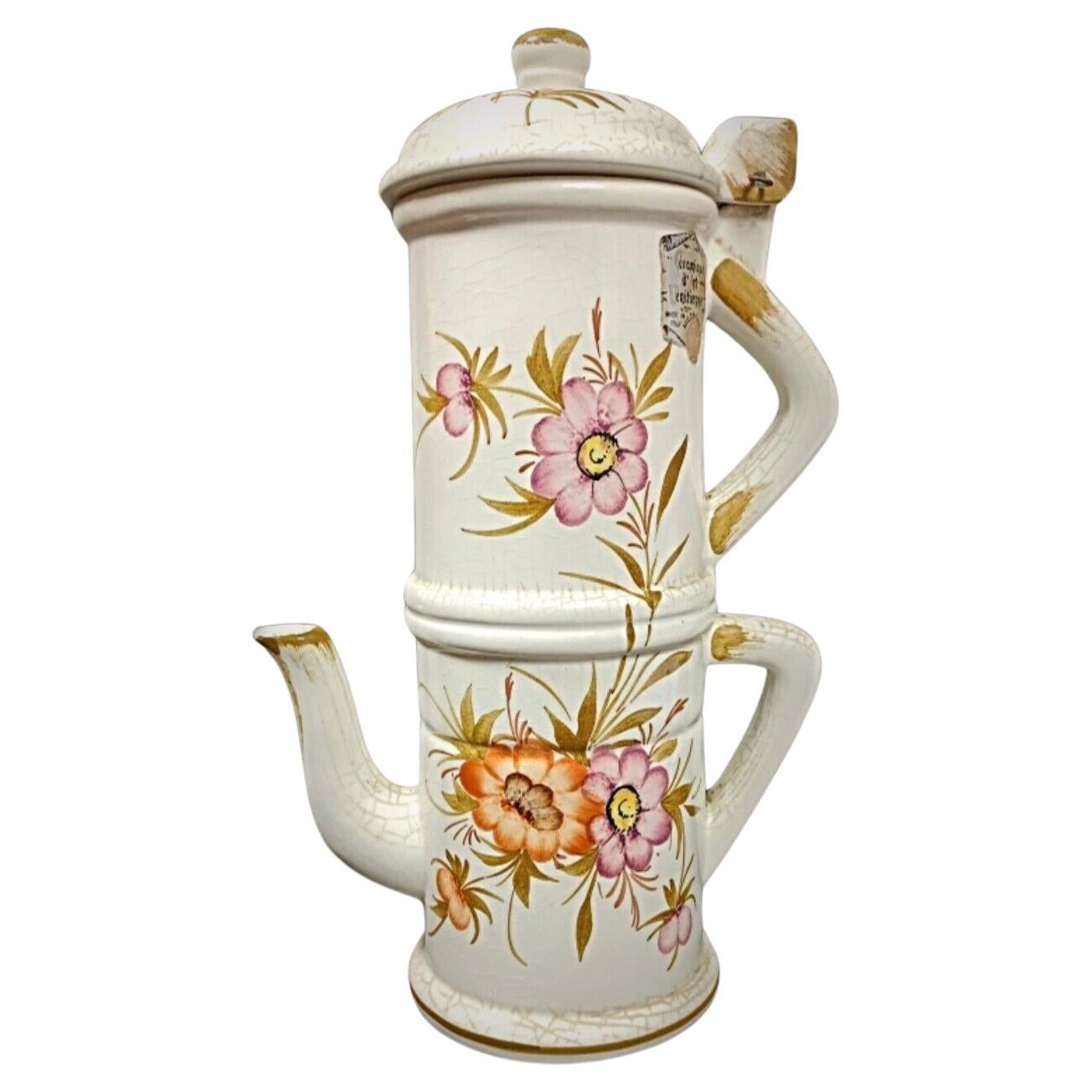 Antique Venetian-style ceramic teapot with gold detailing