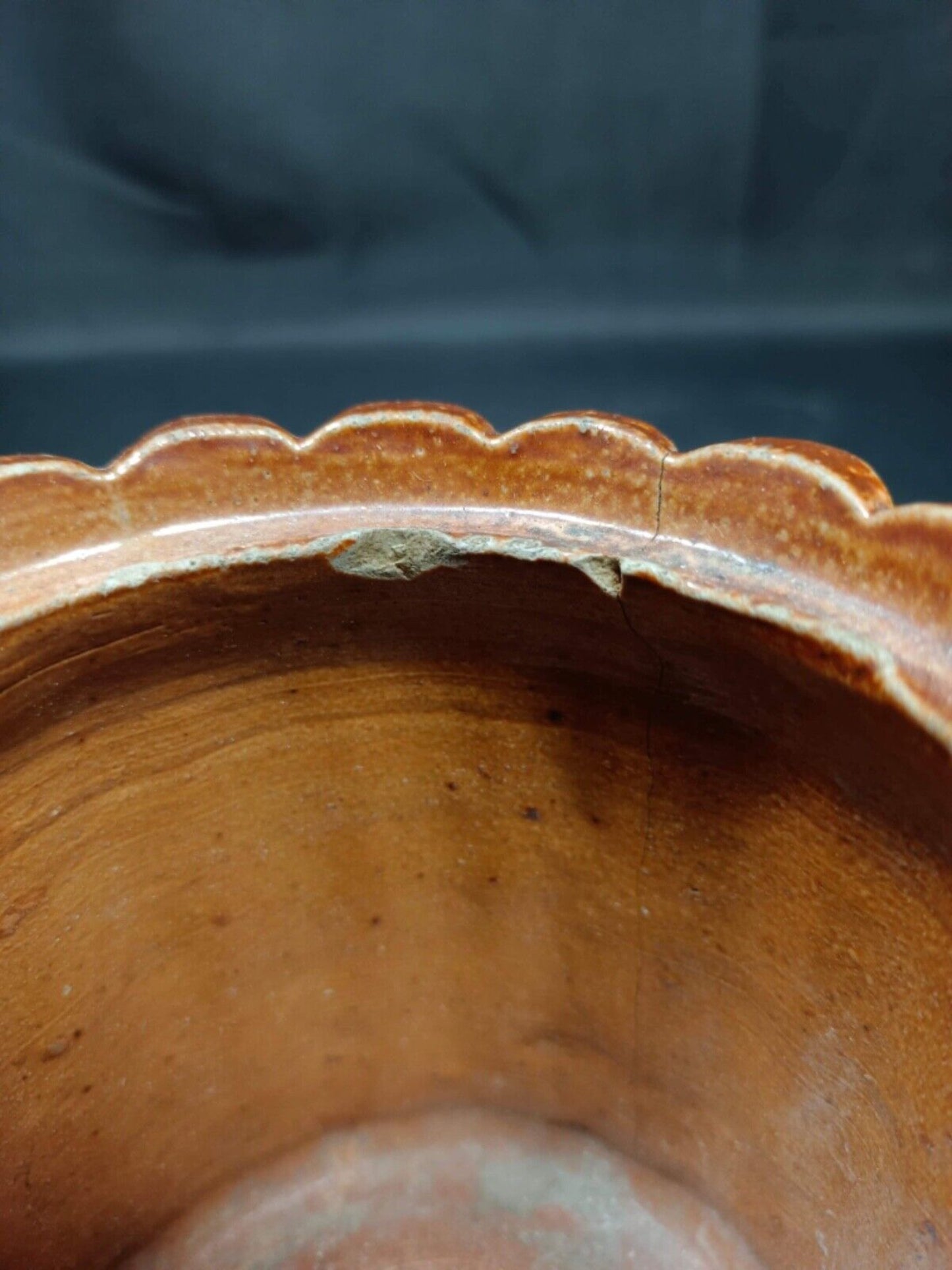 Top view of rustic small plant pot