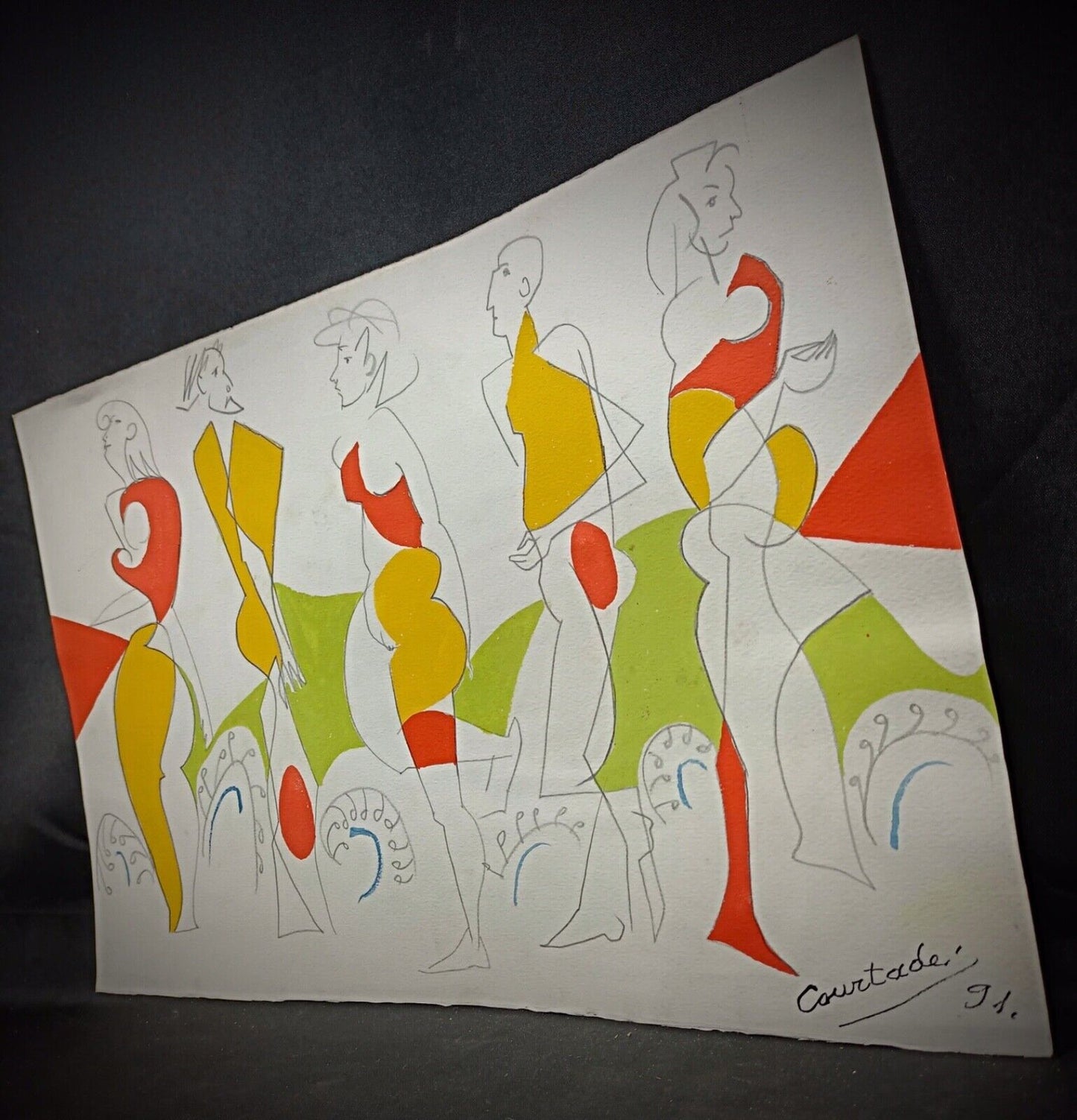 Jacques Courtade delicate line drawing on paper