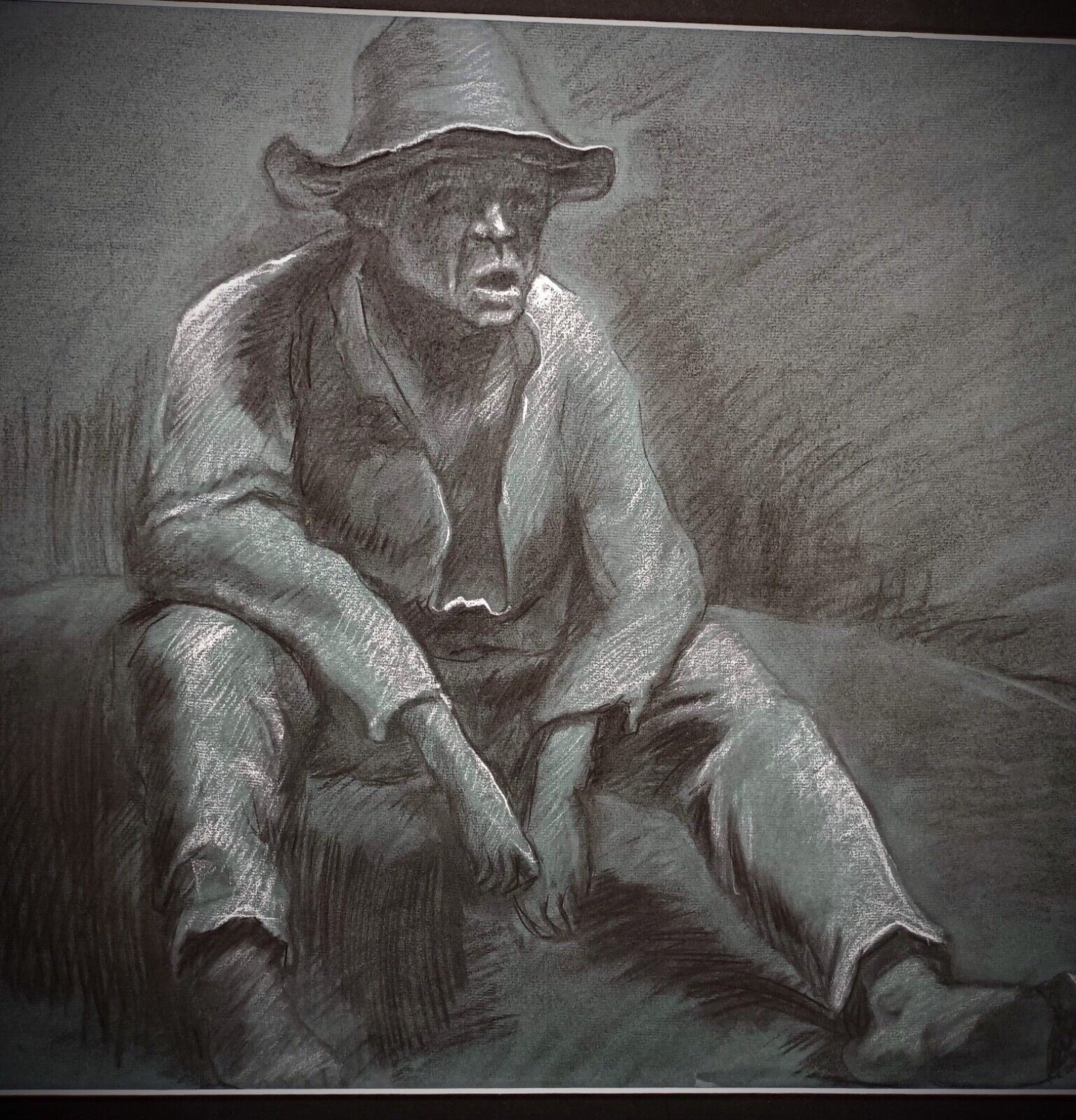 Full view of "Cyo" charcoal drawing on paper