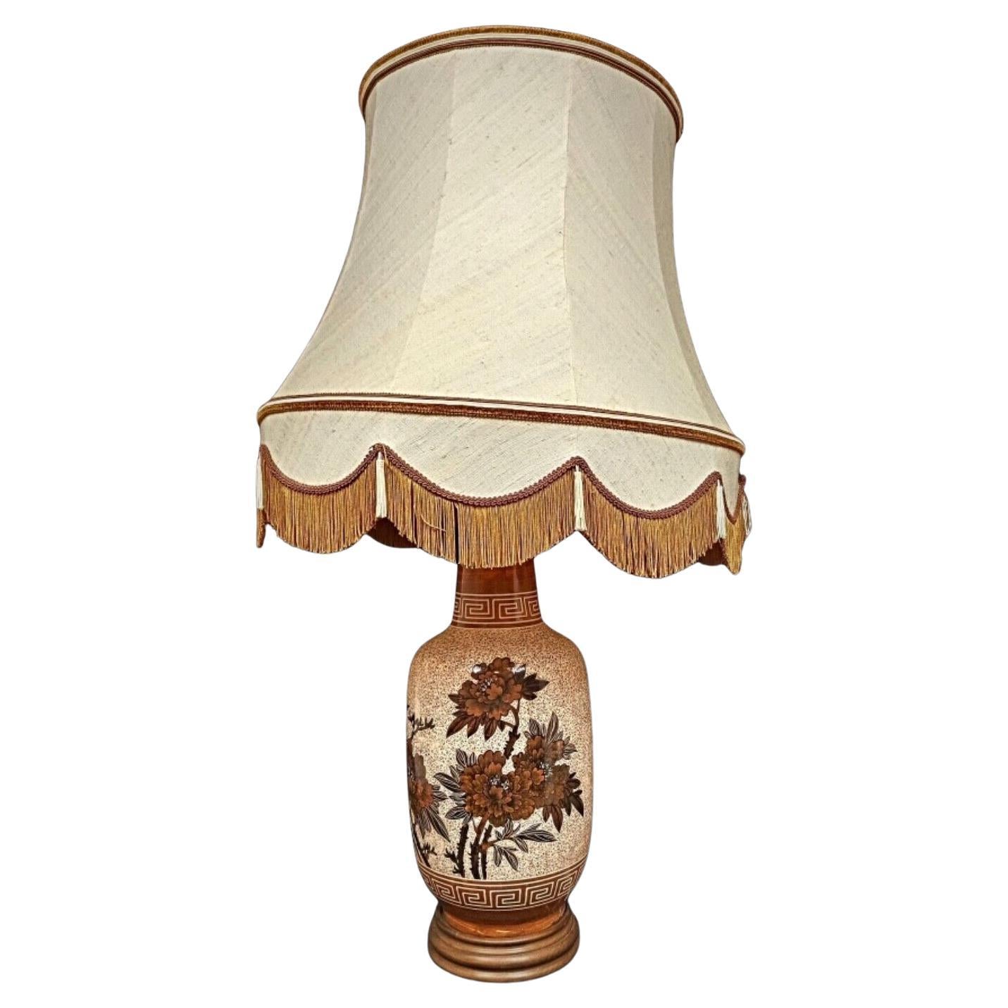 Antique French ceramic lamp with floral mandarin decoration, full view