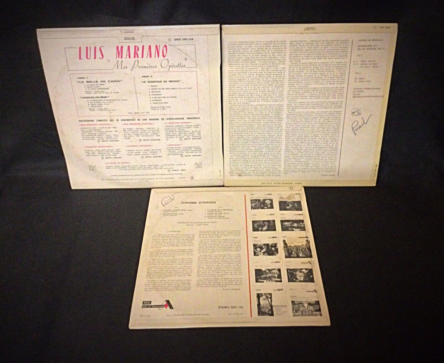 Strauss "Le Beau Danube Bleu" 33 RPM vinyl record with original cover.