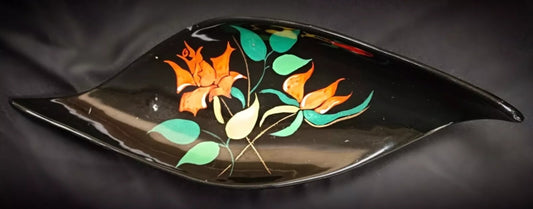 Hand-painted floral bouquet center on Longwy platter