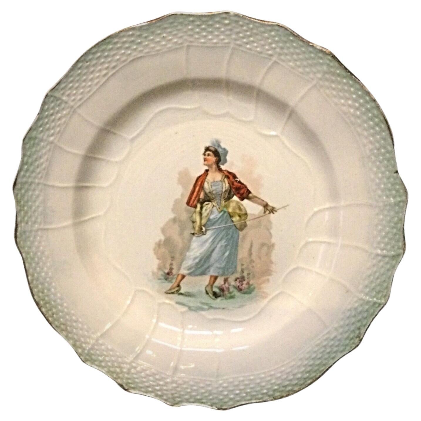 Antique "Hamage Nord" faience plate, a 20th-century French ceramic dish