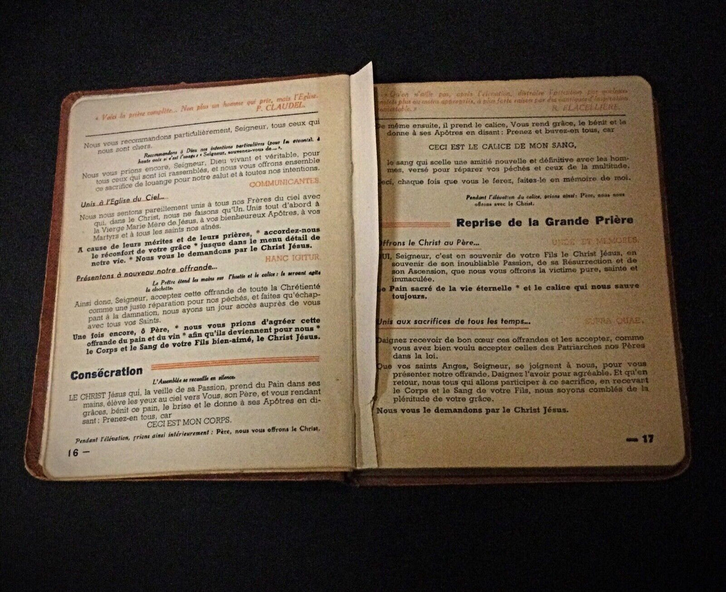 Close-up of the worn cover of "Retour en Chrétienté"