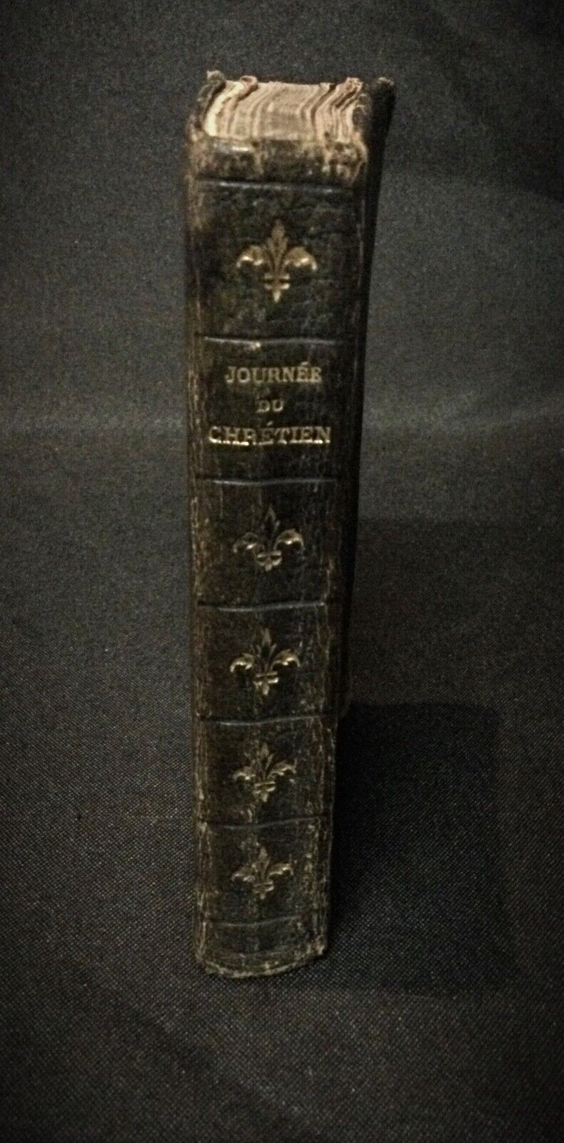 Detailed view of "Soliman" revealing cover damage and wear
