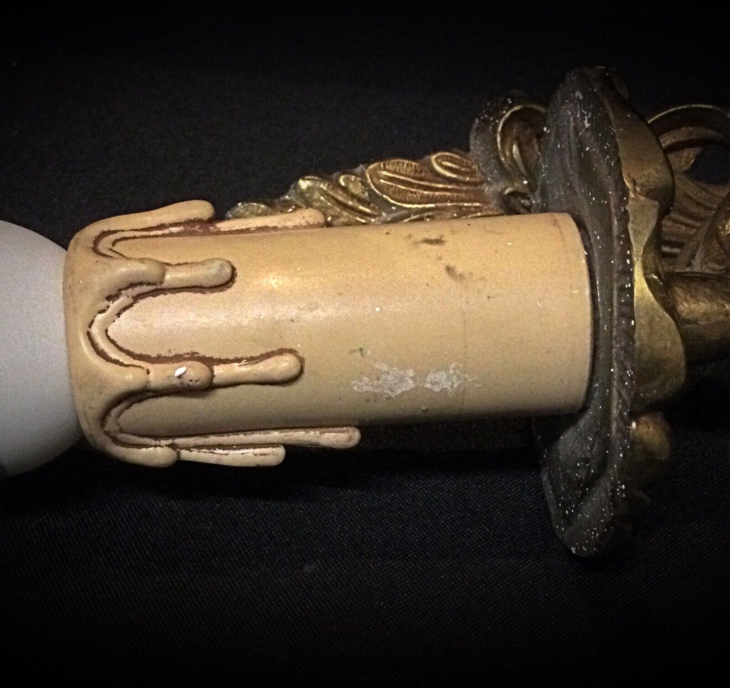 Timeless brass sconces with minor paint traces, easy to restore