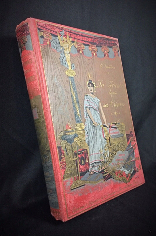 Close-up of the book’s worn spine and cover details