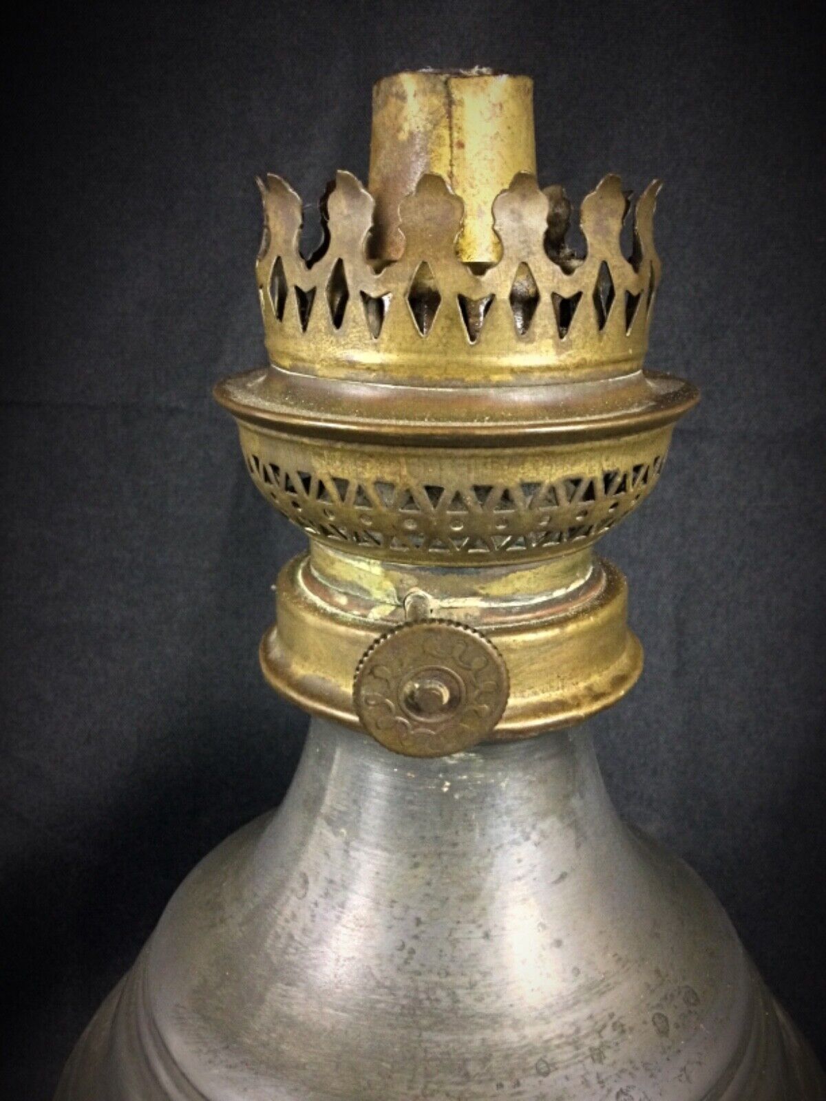 Unmarked antique pewter lamp