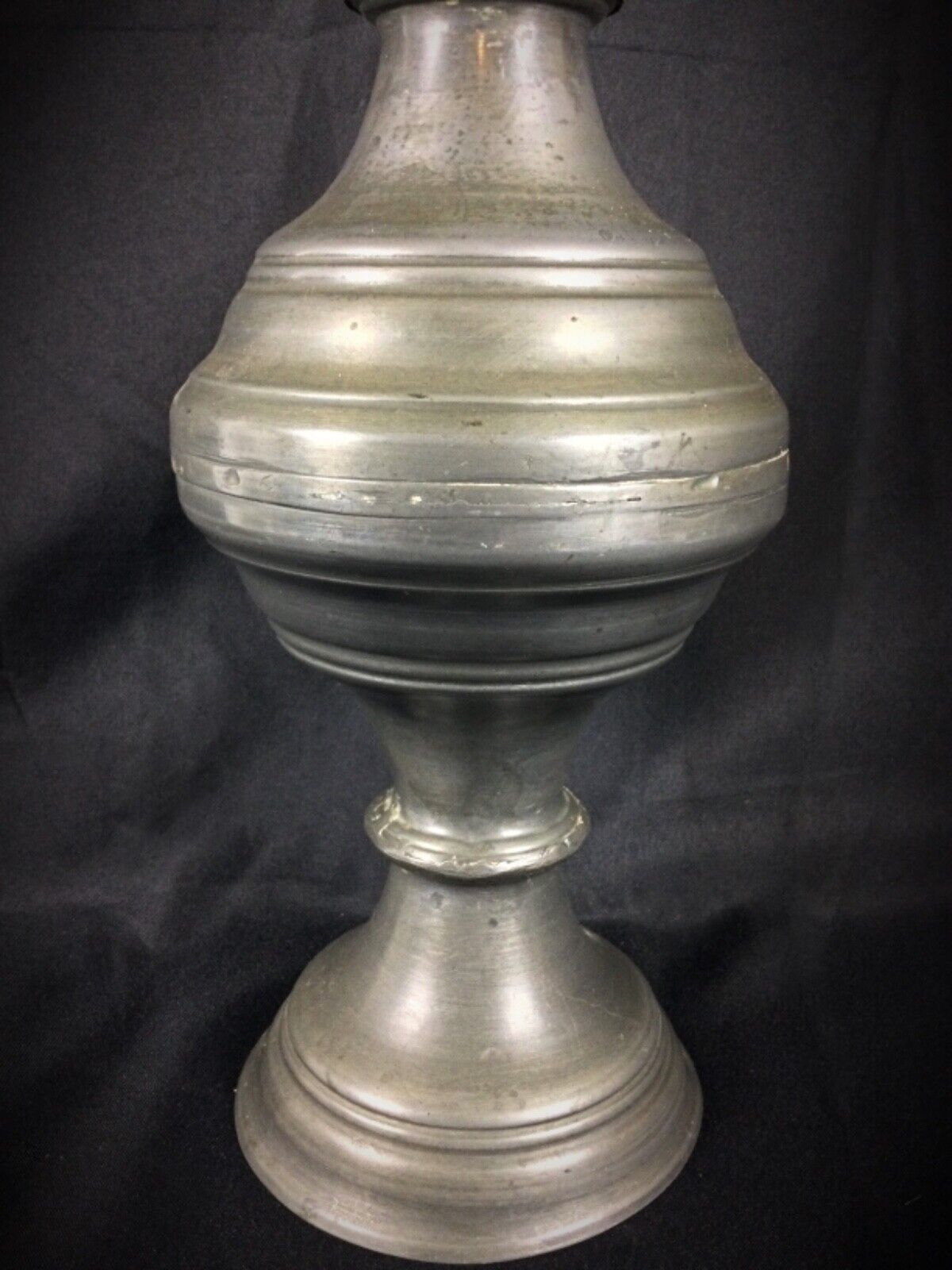 Collectible pewter oil lamp antique