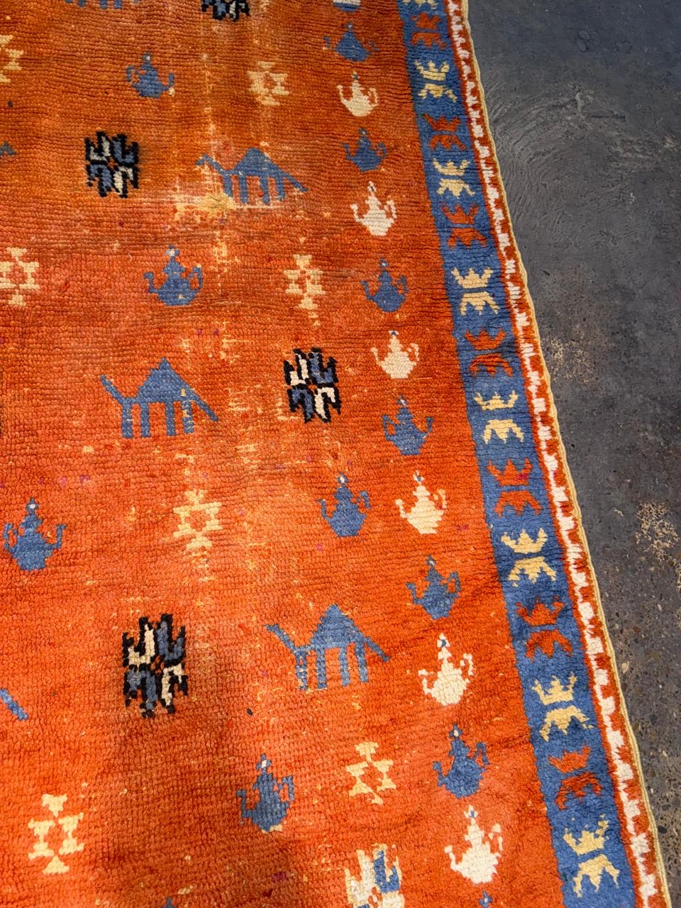 detailed view of hand-knotted wool texture in Berber rug