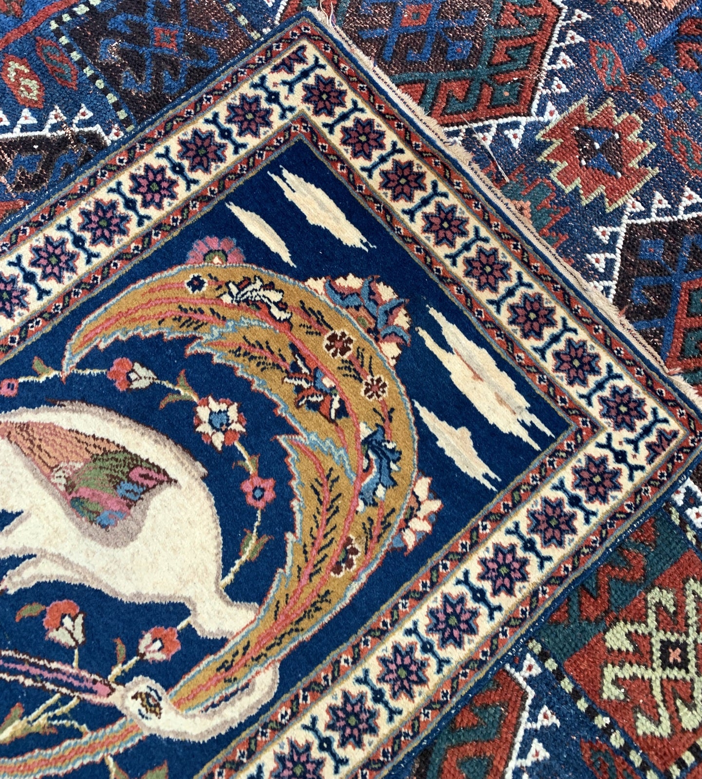 elegant crane or phoenix design in Persian carpet