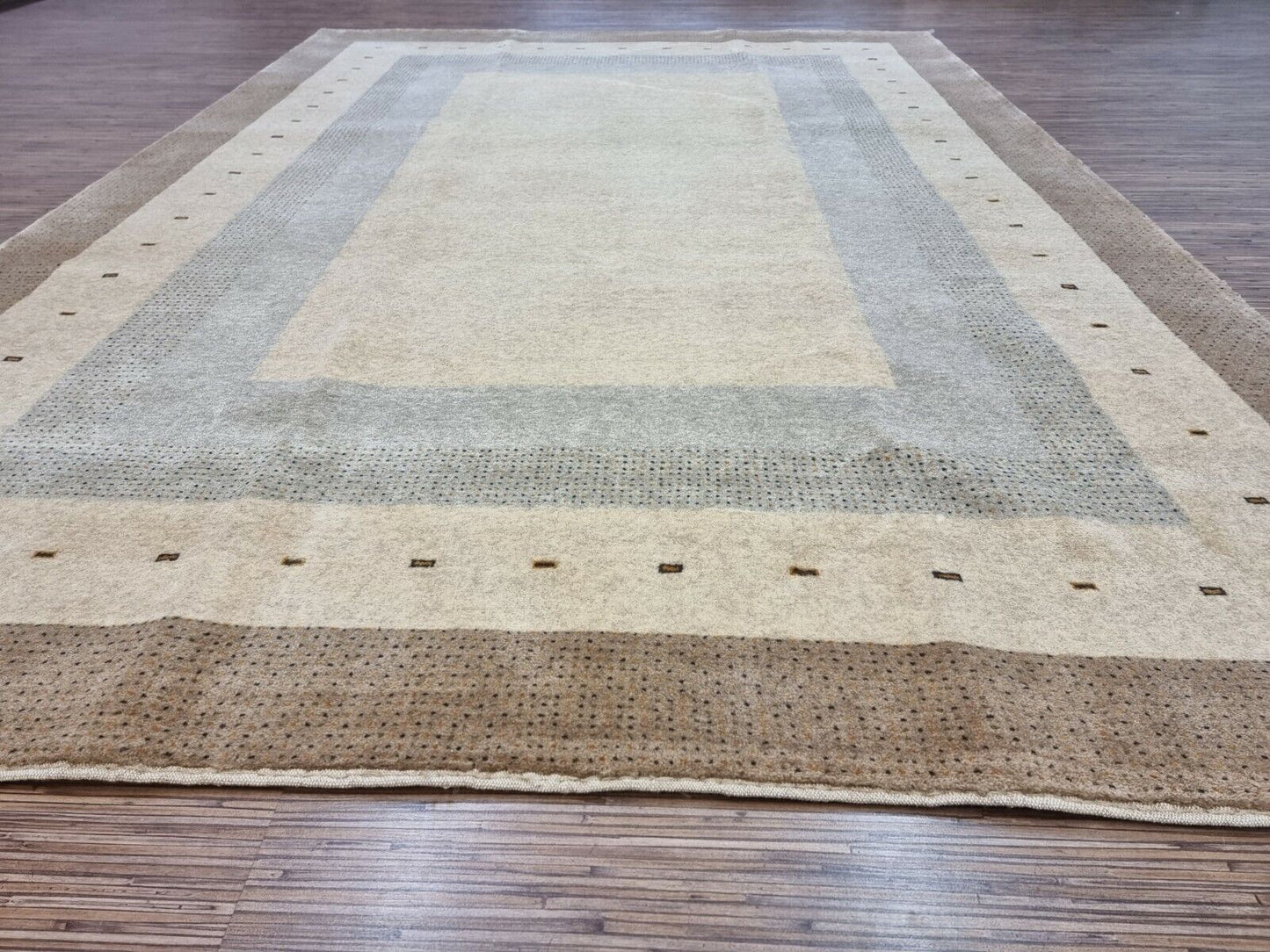 Artistic display of the Handmade Vintage Persian Style Gabbeh Rug as a focal point in the room